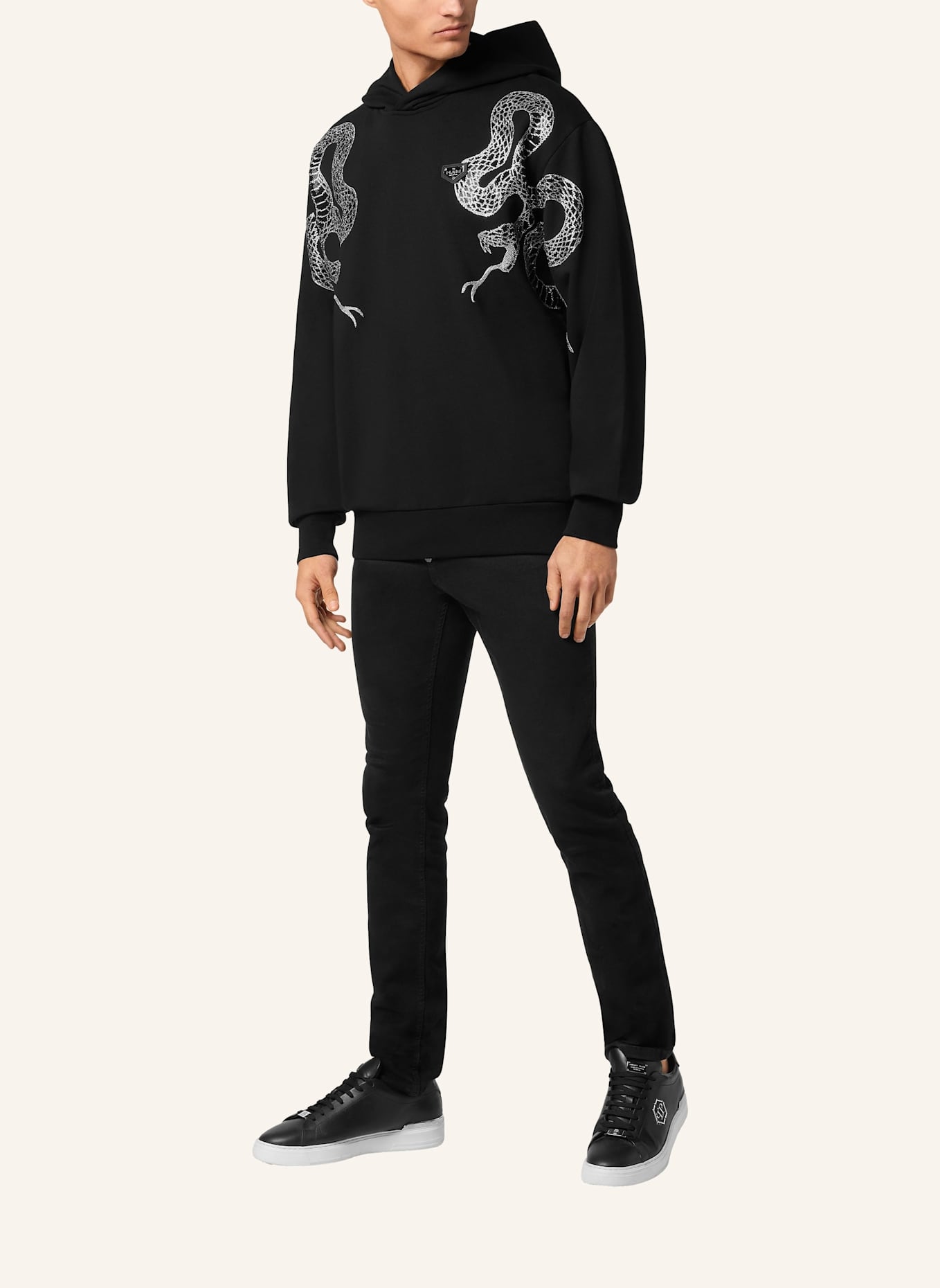 PHILIPP PLEIN Kapuzen-Sweatshirt SNAKE: SCHWARZ