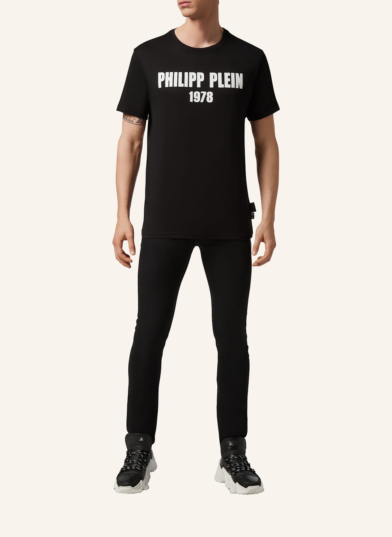 PHILIPP PLEIN T-Shirt Rundhalsausschnitt Ss: SCHWARZ