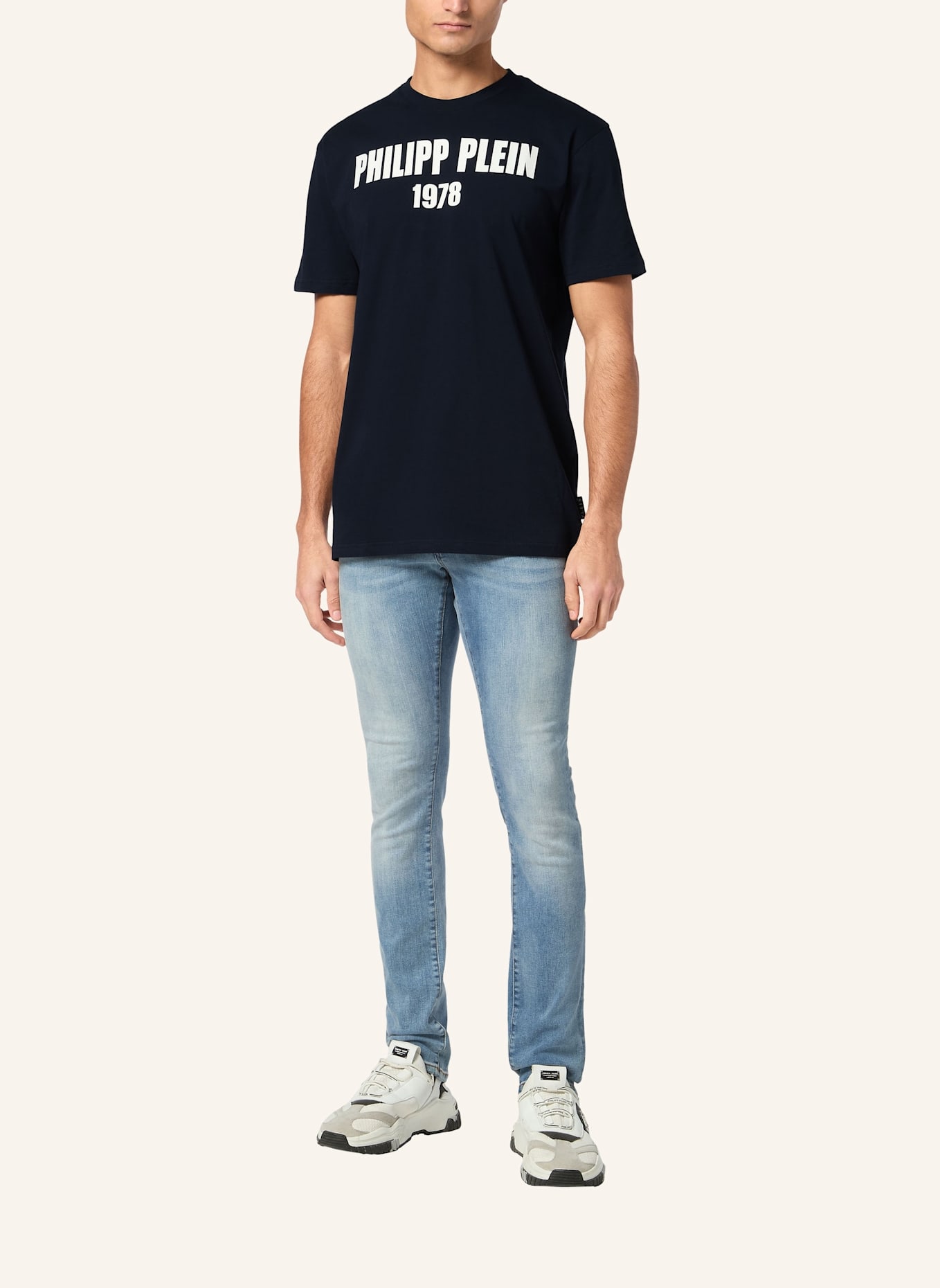 PHILIPP PLEIN T-Shirt Rundhalsausschnitt Ss: DUNKELBLAU