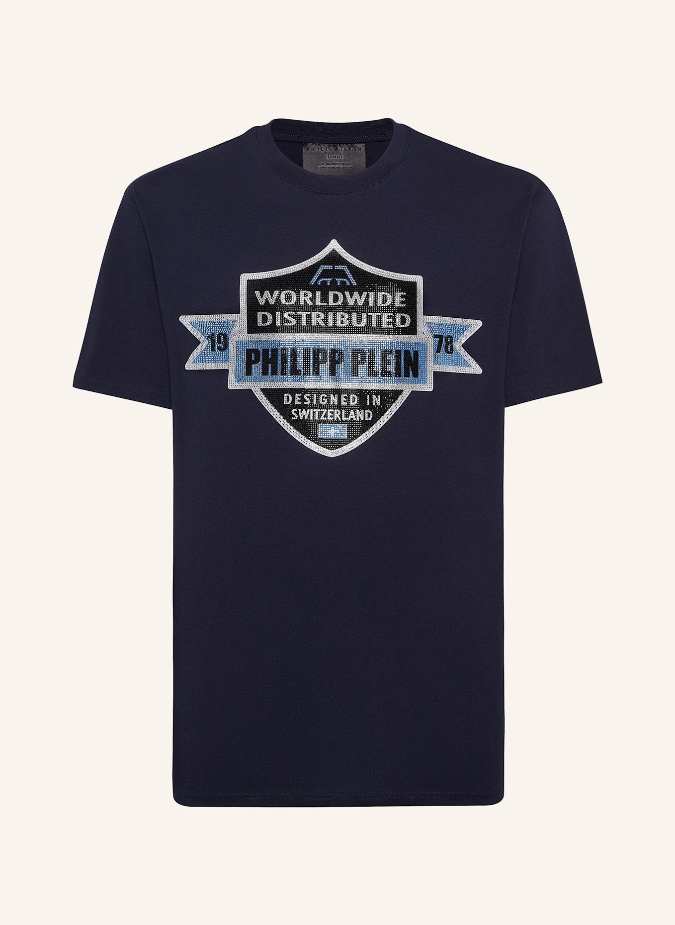 PHILIPP PLEIN T-Shirt Rundhalsausschnitt Ss CREST: DUNKELBLAU