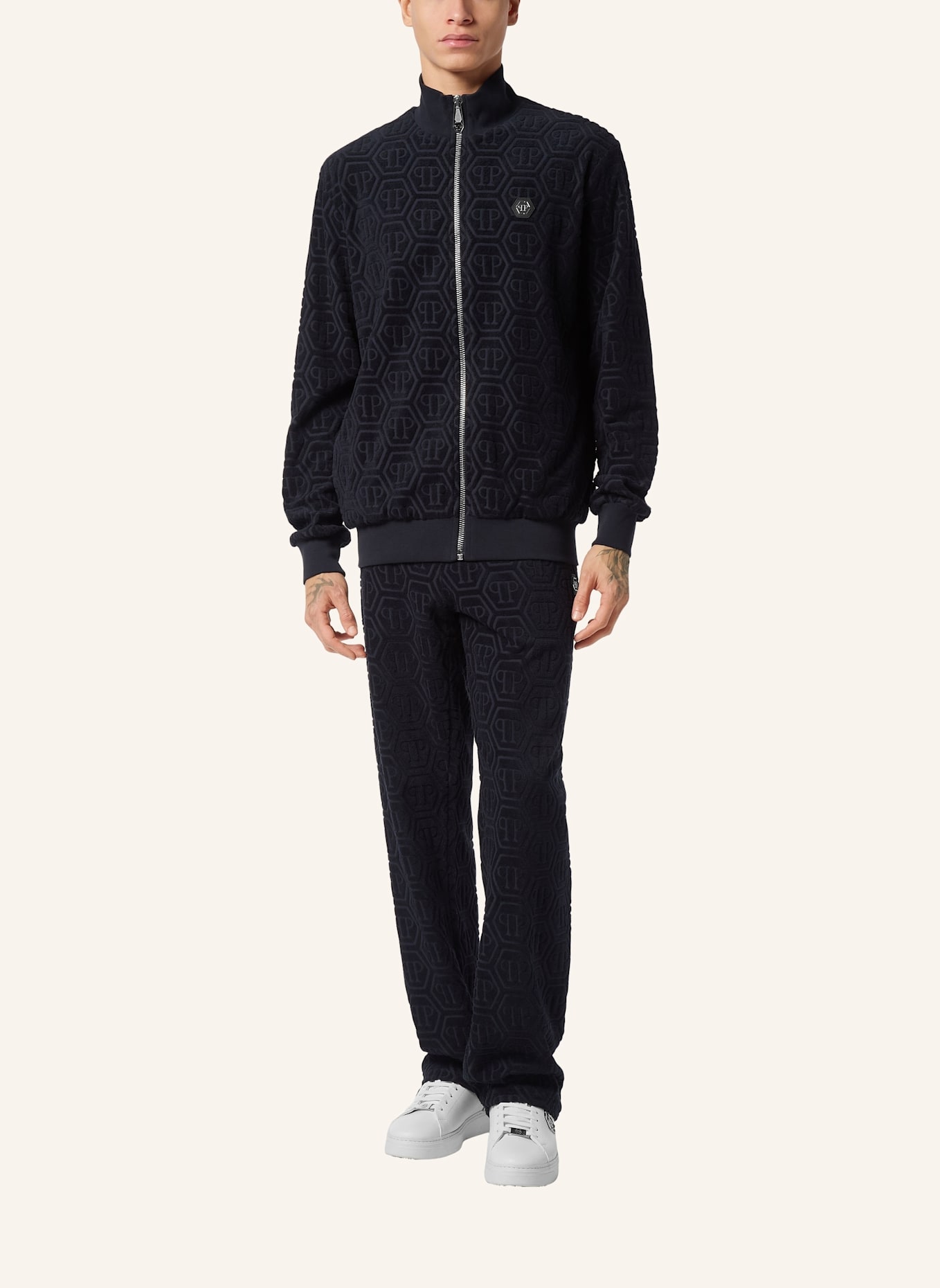 PHILIPP PLEIN Jogging-Jacke MONOGRAM: DUNKELBLAU