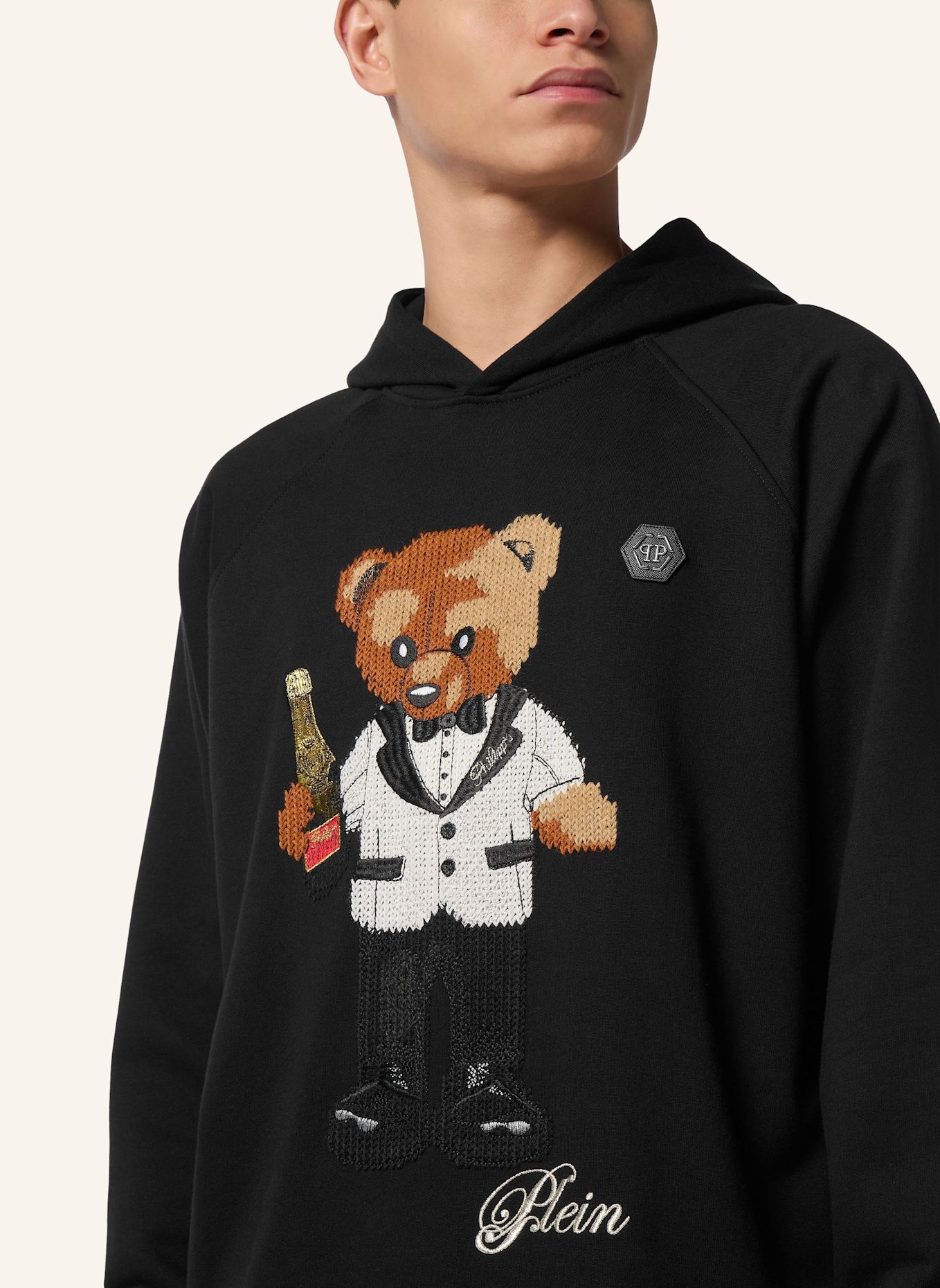 PHILIPP PLEIN Kapuzen-Sweatshirt TEDDY: SCHWARZ