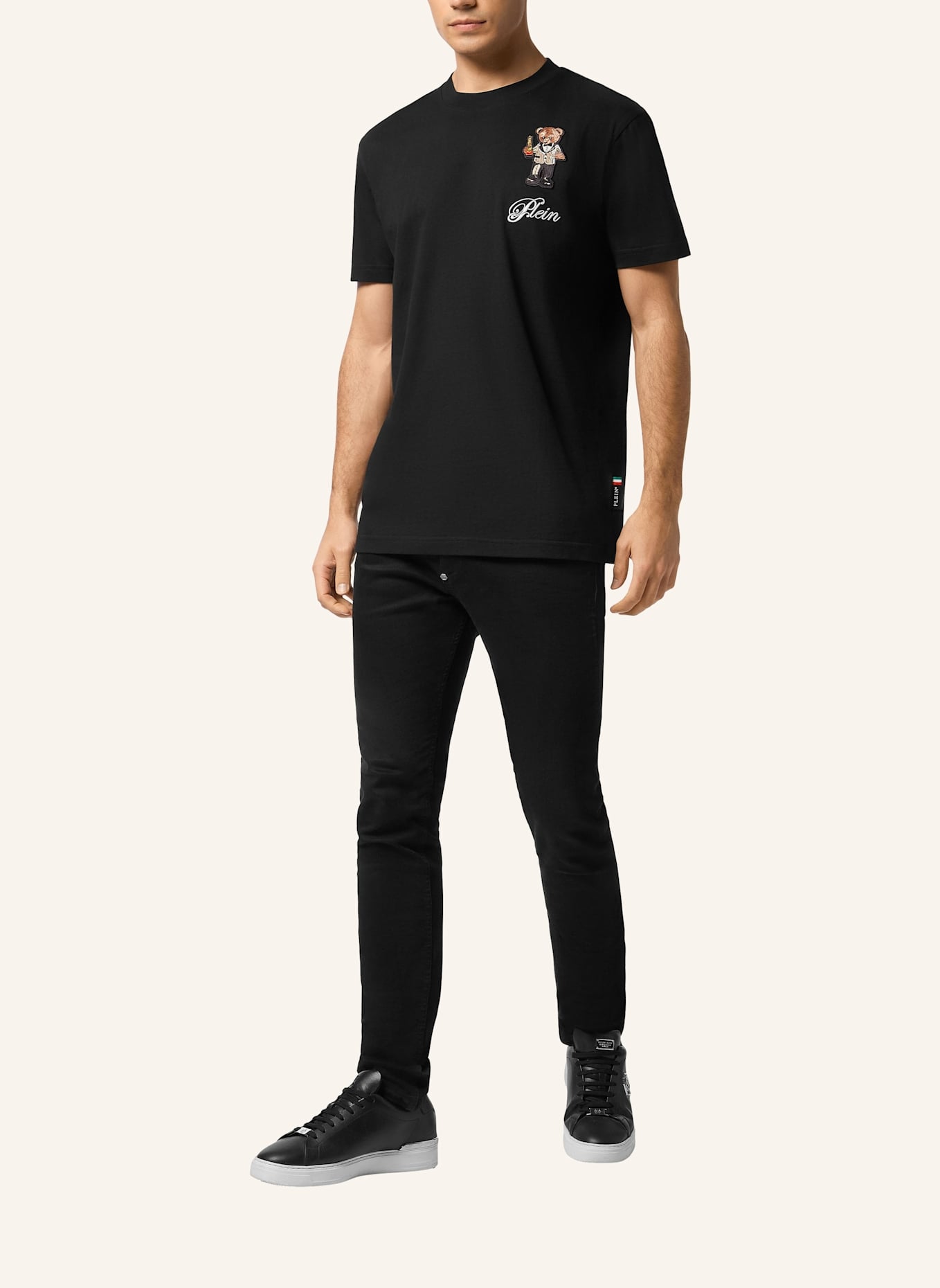 PHILIPP PLEIN T-Shirt Rundhalsausschnitt Ss TEDDY: SCHWARZ
