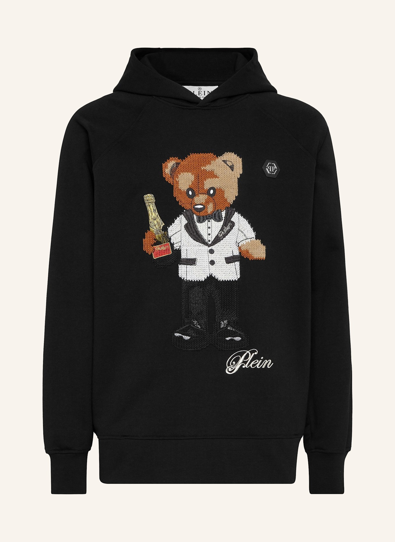 PHILIPP PLEIN Kapuzen-Sweatshirt TEDDY: SCHWARZ