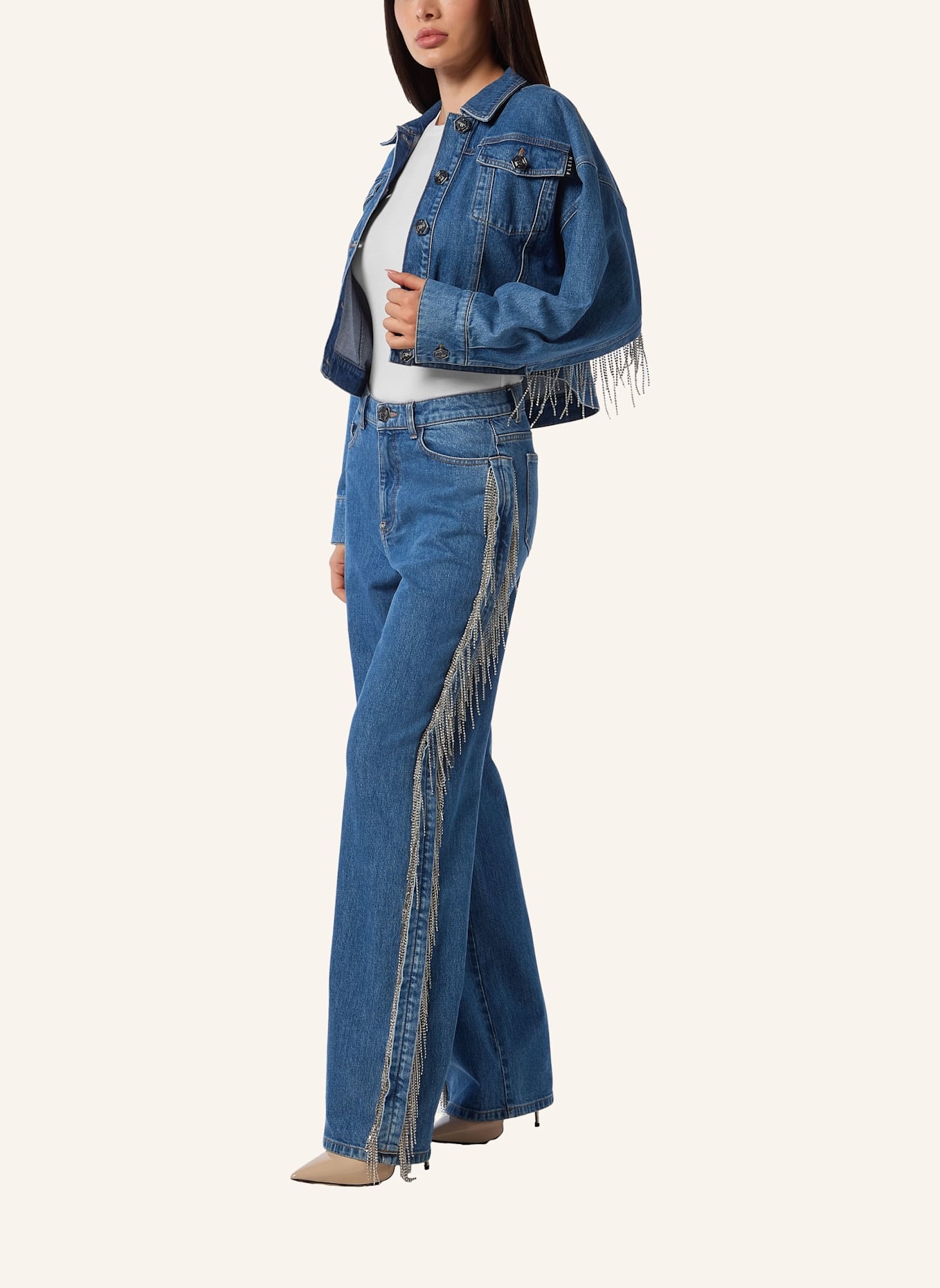 PHILIPP PLEIN Denim-Jacke: HELLGRAU