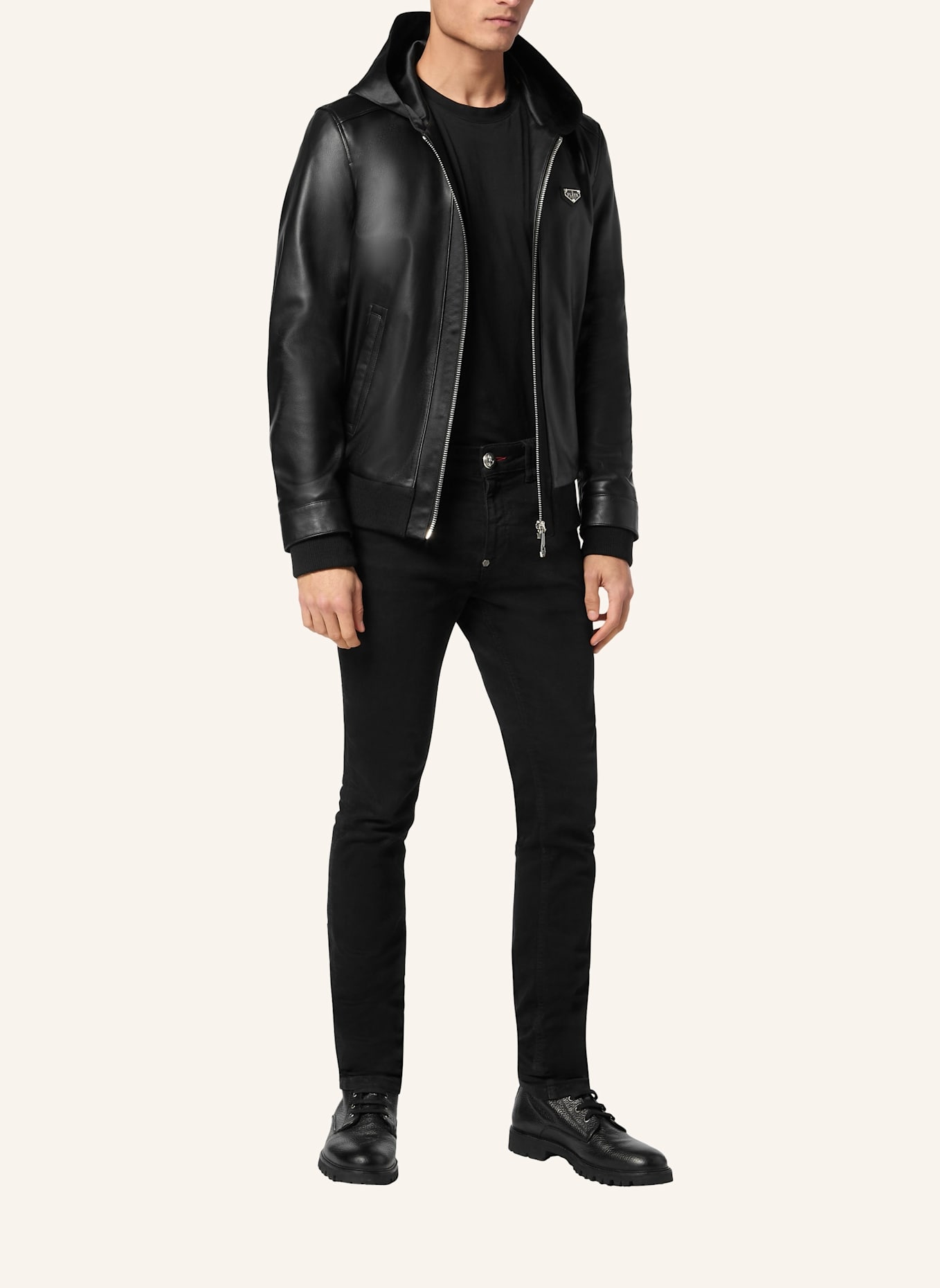 PHILIPP PLEIN Lederjacke: SCHWARZ