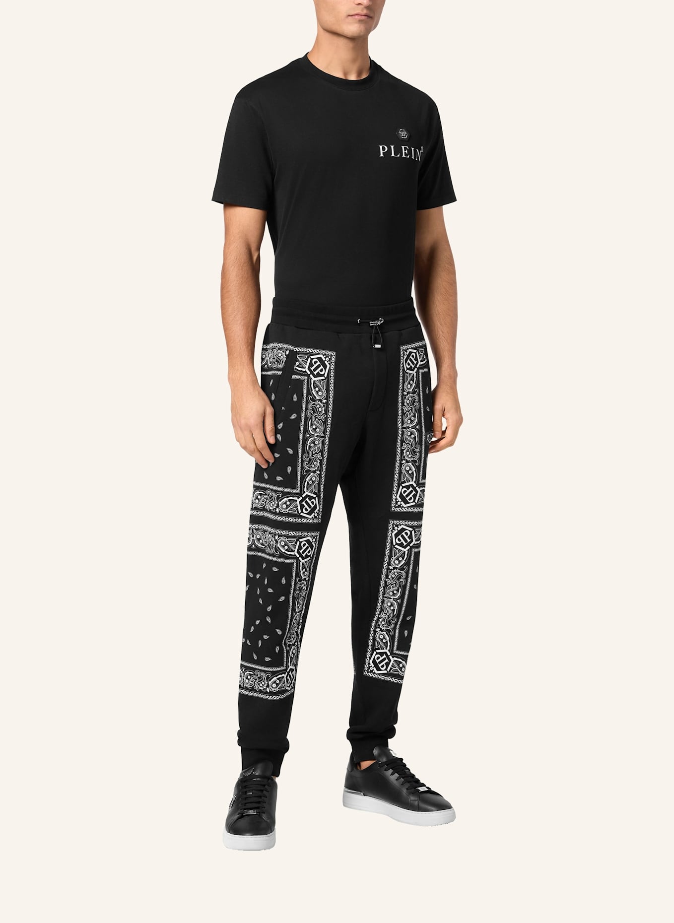 PHILIPP PLEIN Jogginghosen PAISLEY: SCHWARZ