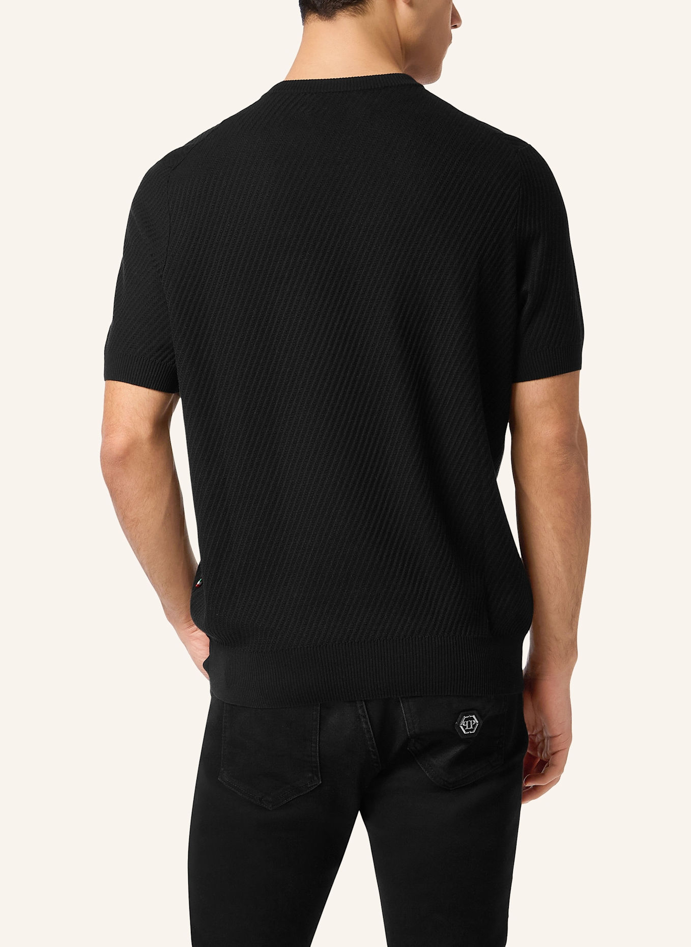 PHILIPP PLEIN Pullover Rundhalsausschnitt Ss: SCHWARZ