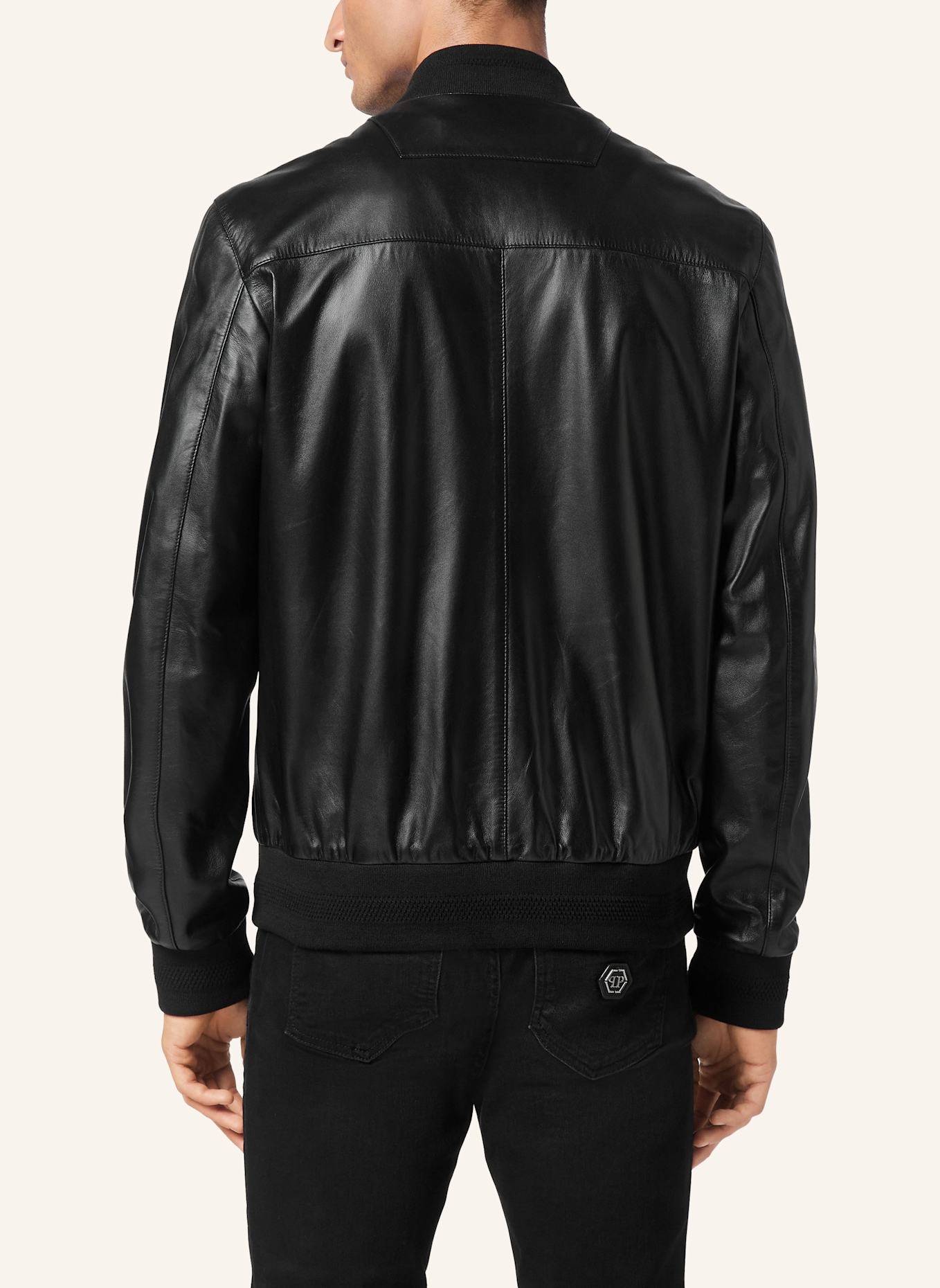PHILIPP PLEIN Leder-Bomber ICONIC PLEIN: SCHWARZ