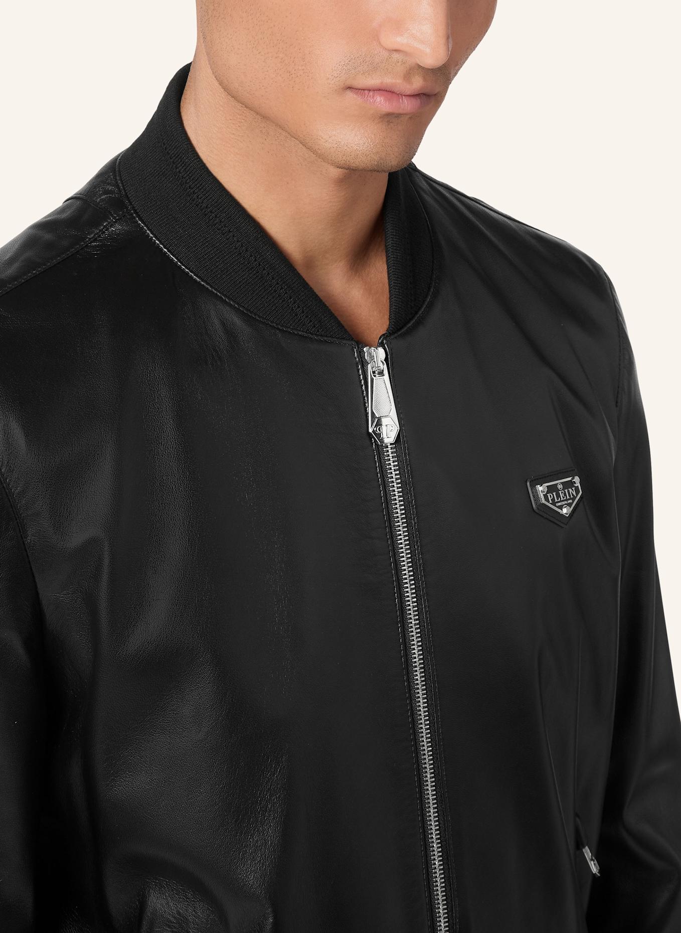 PHILIPP PLEIN Leder-Bomber ICONIC PLEIN: SCHWARZ
