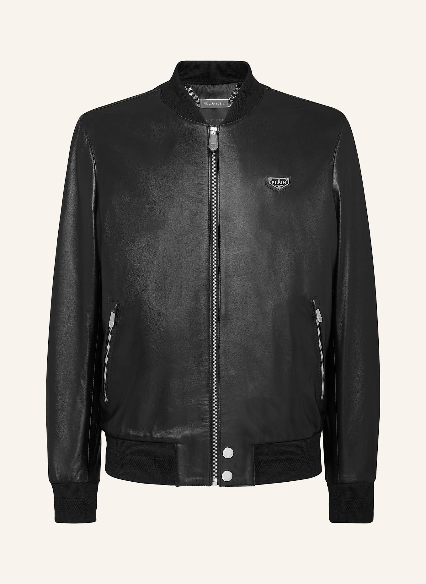 PHILIPP PLEIN Leder-Bomber ICONIC PLEIN: SCHWARZ