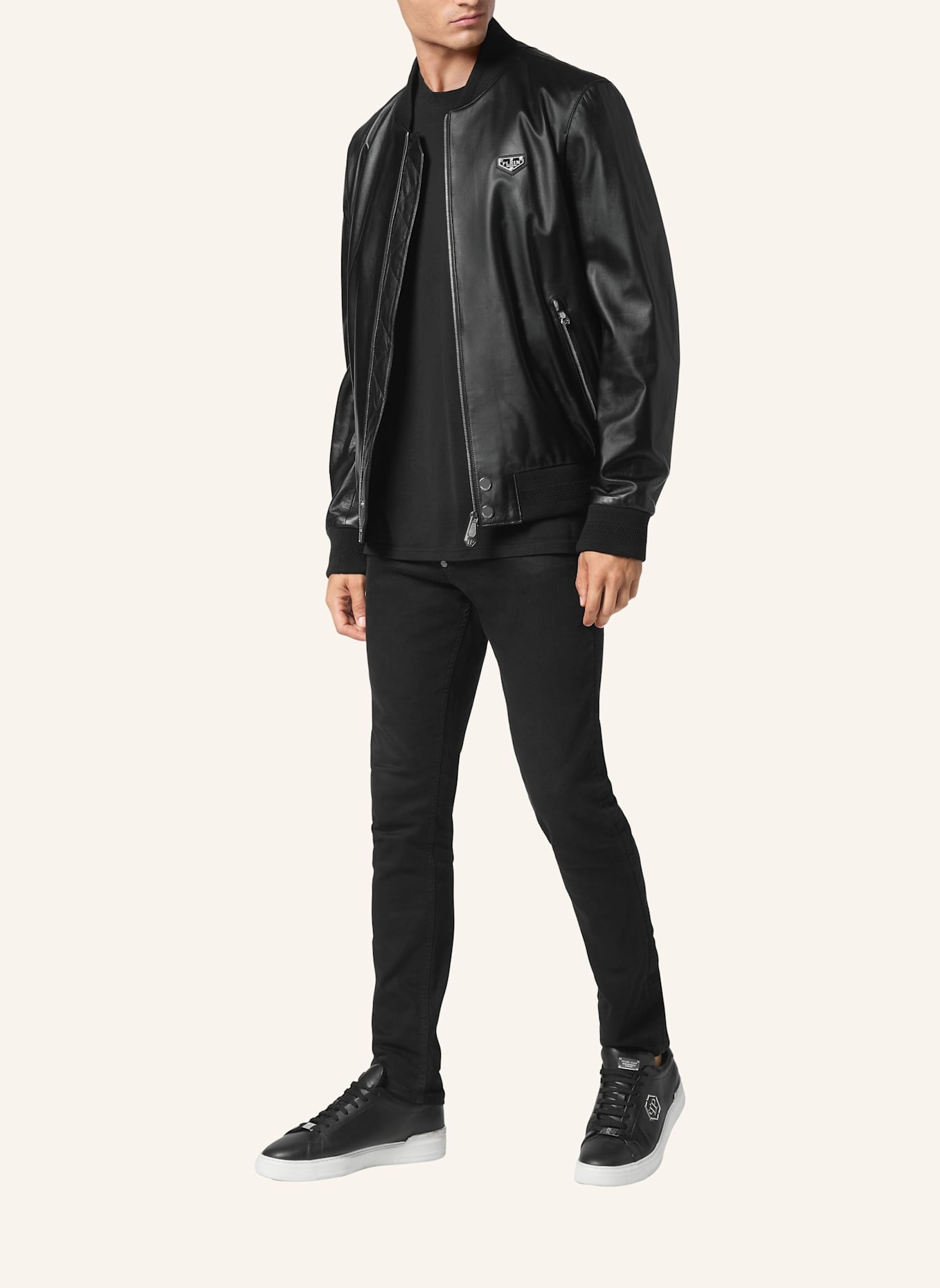 PHILIPP PLEIN Leder-Bomber ICONIC PLEIN: SCHWARZ