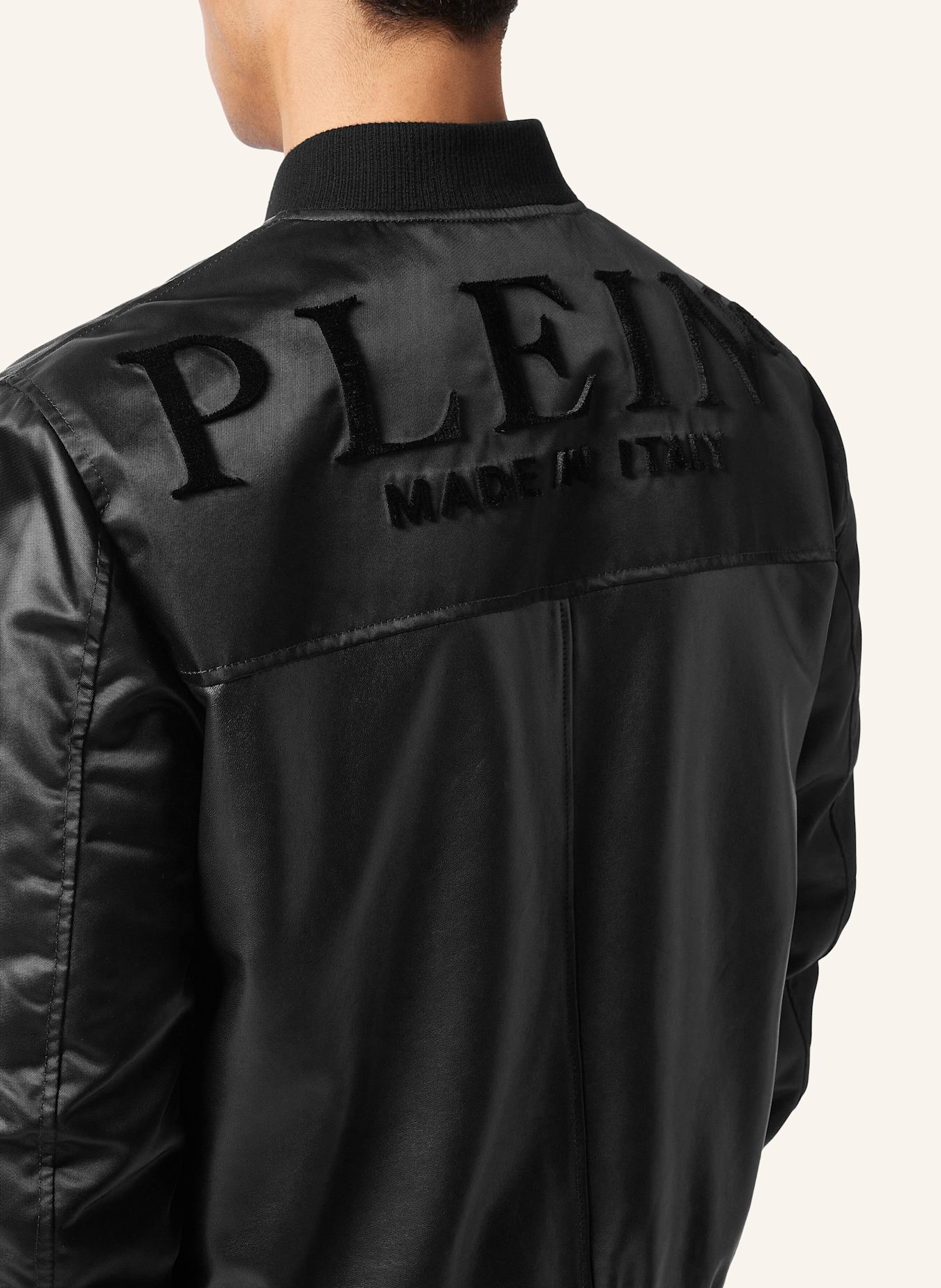 PHILIPP PLEIN Leder-Bomber: SCHWARZ