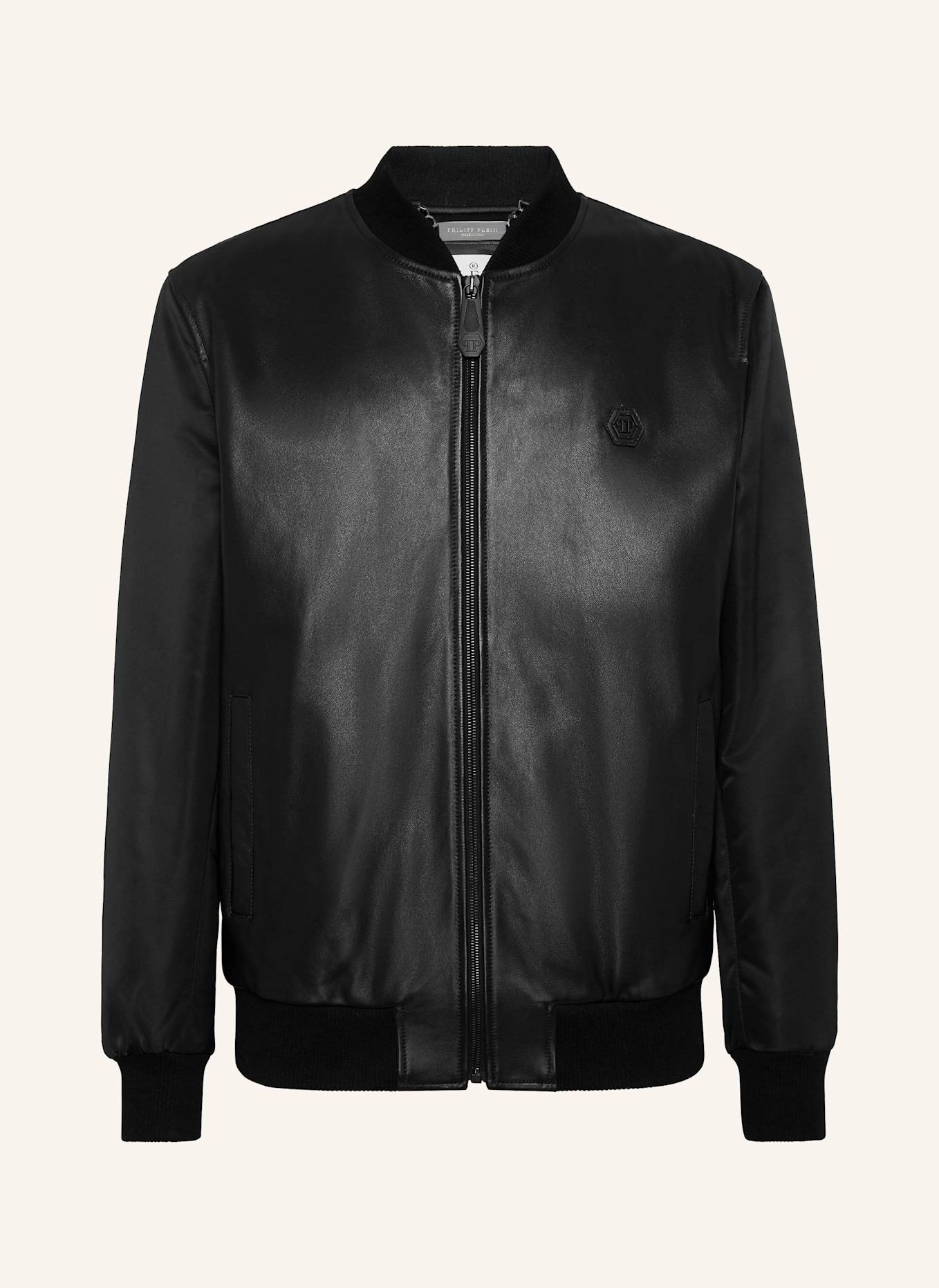 PHILIPP PLEIN Leder-Bomber: SCHWARZ