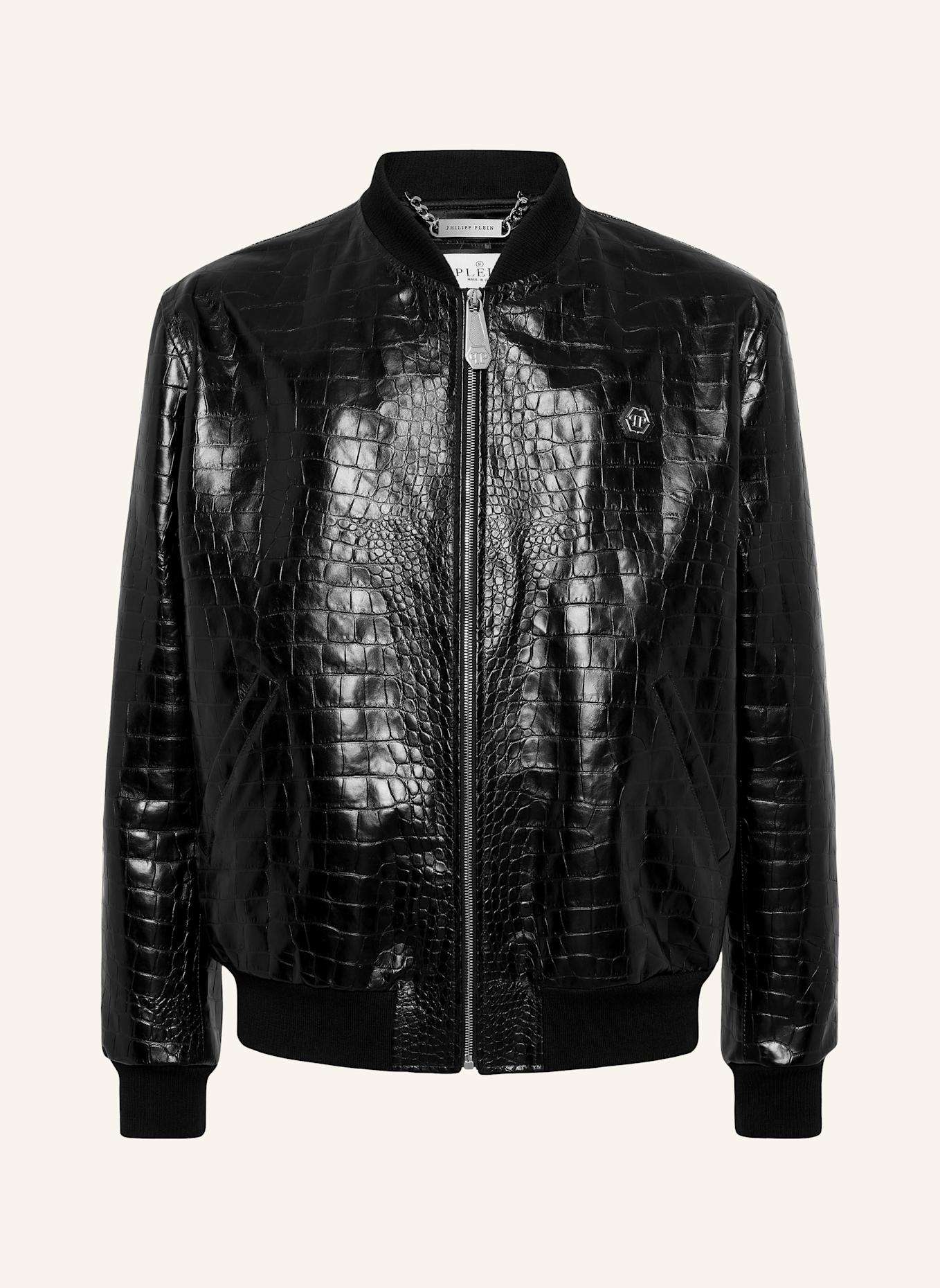 PHILIPP PLEIN Leder-Bomber COCCO: SCHWARZ