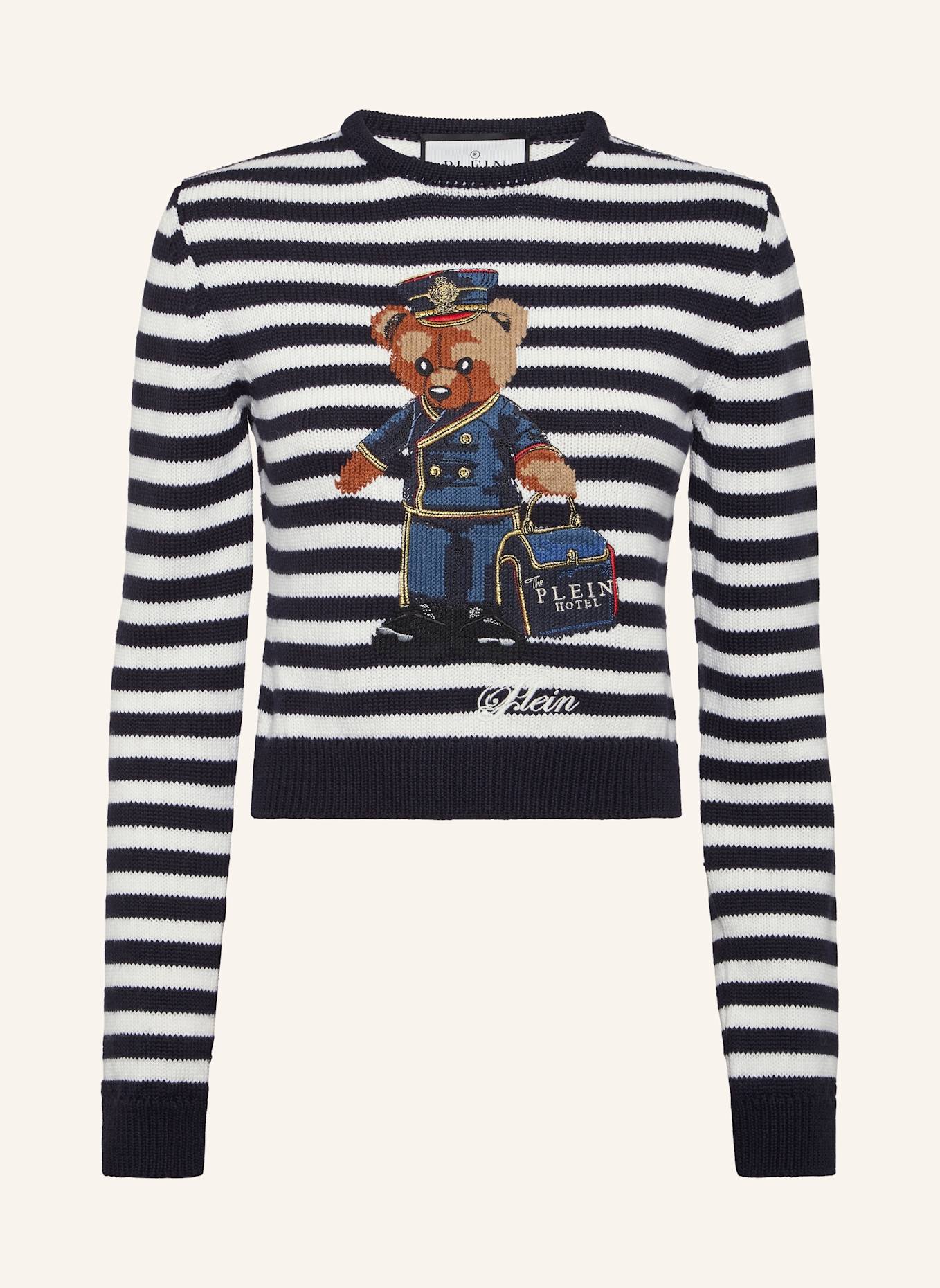 PHILIPP PLEIN Pullover Rundhalsausschnitt Ls TEDDY: DUNKELBLAU