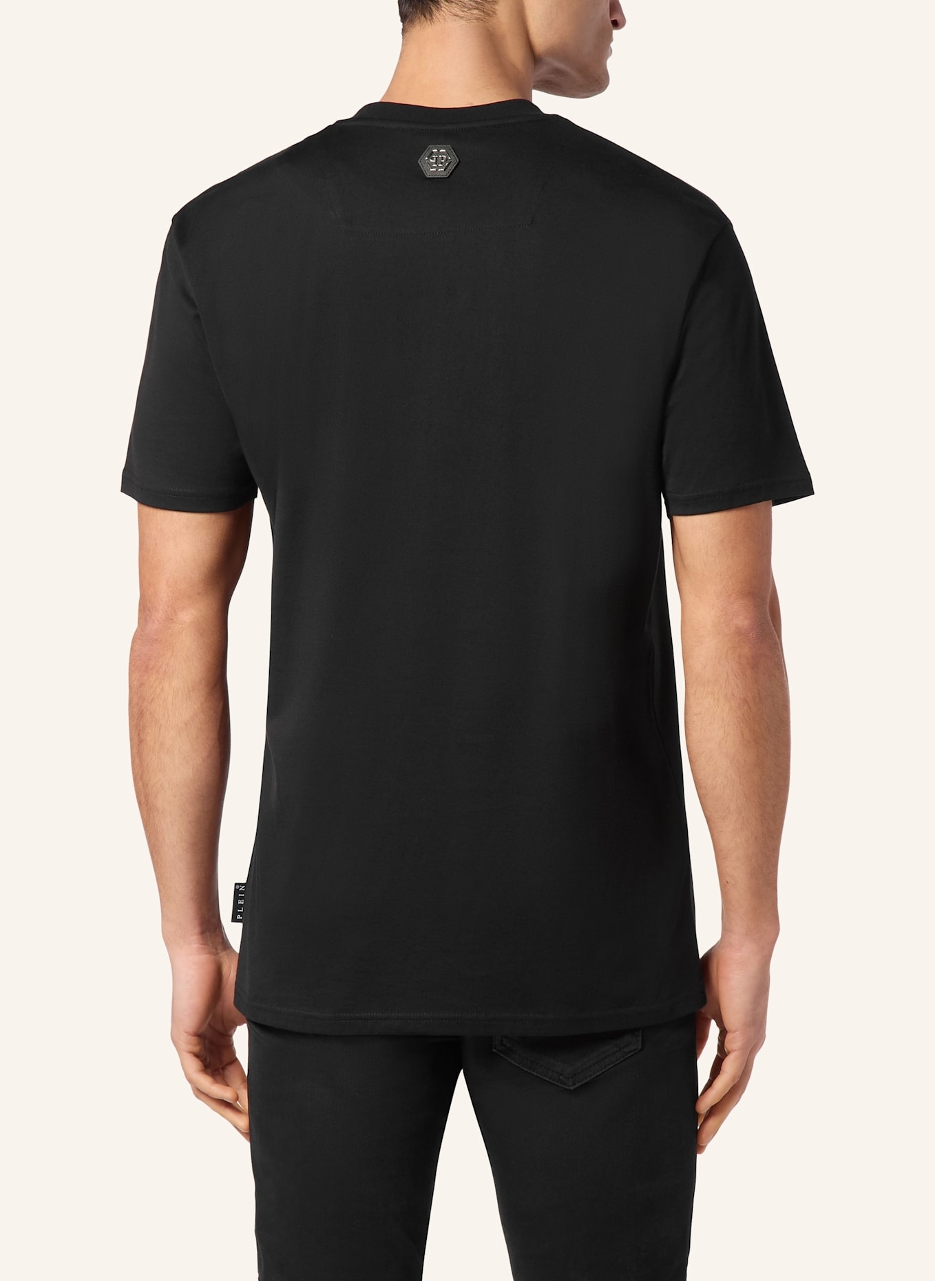 PHILIPP PLEIN T-Shirt Rundhalsausschnitt COURSIVE: SCHWARZ