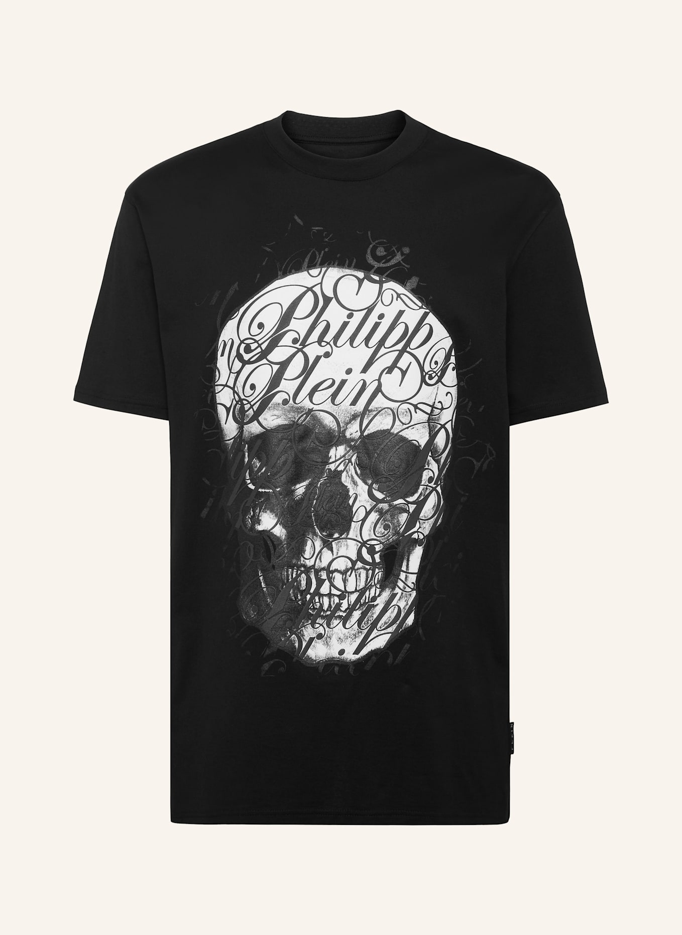 PHILIPP PLEIN T-Shirt Rundhalsausschnitt COURSIVE: SCHWARZ