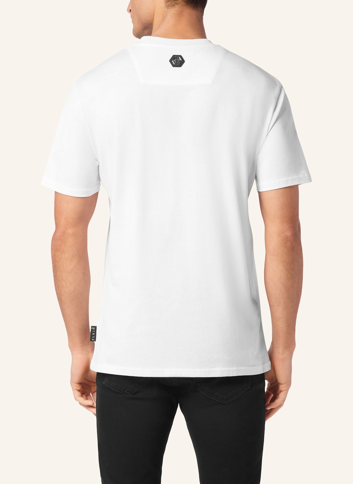 PHILIPP PLEIN T-Shirt Rundhalsausschnitt COURSIVE: WEISS