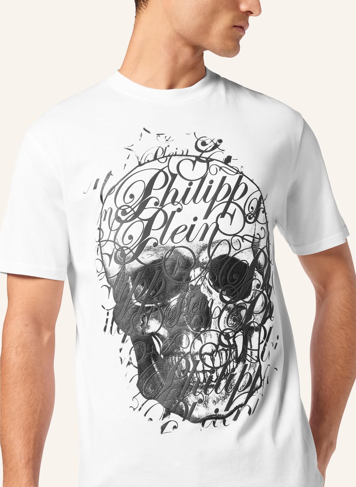 PHILIPP PLEIN T-Shirt Rundhalsausschnitt COURSIVE: WEISS