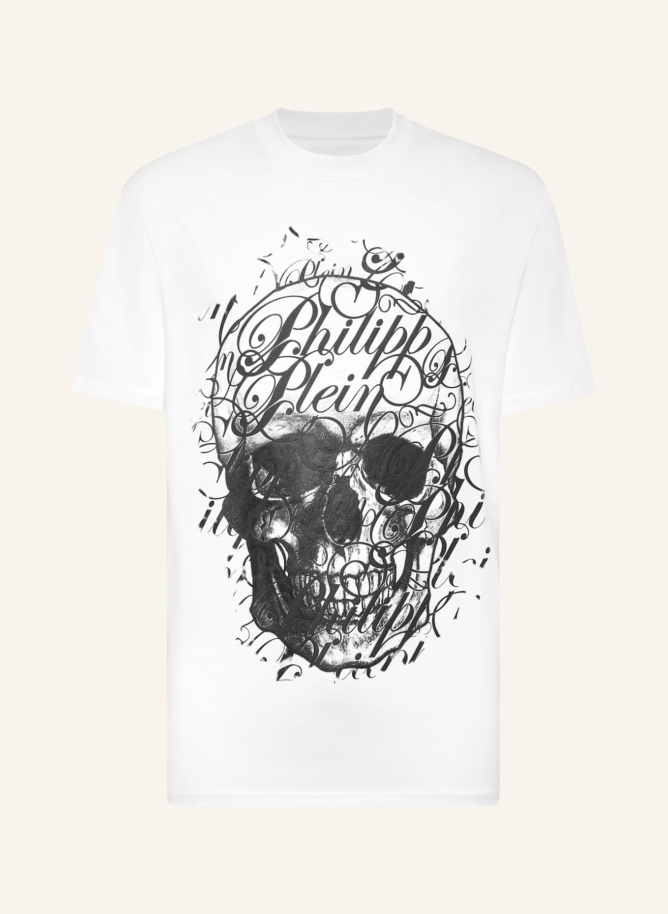 PHILIPP PLEIN T-Shirt Rundhalsausschnitt COURSIVE: WEISS