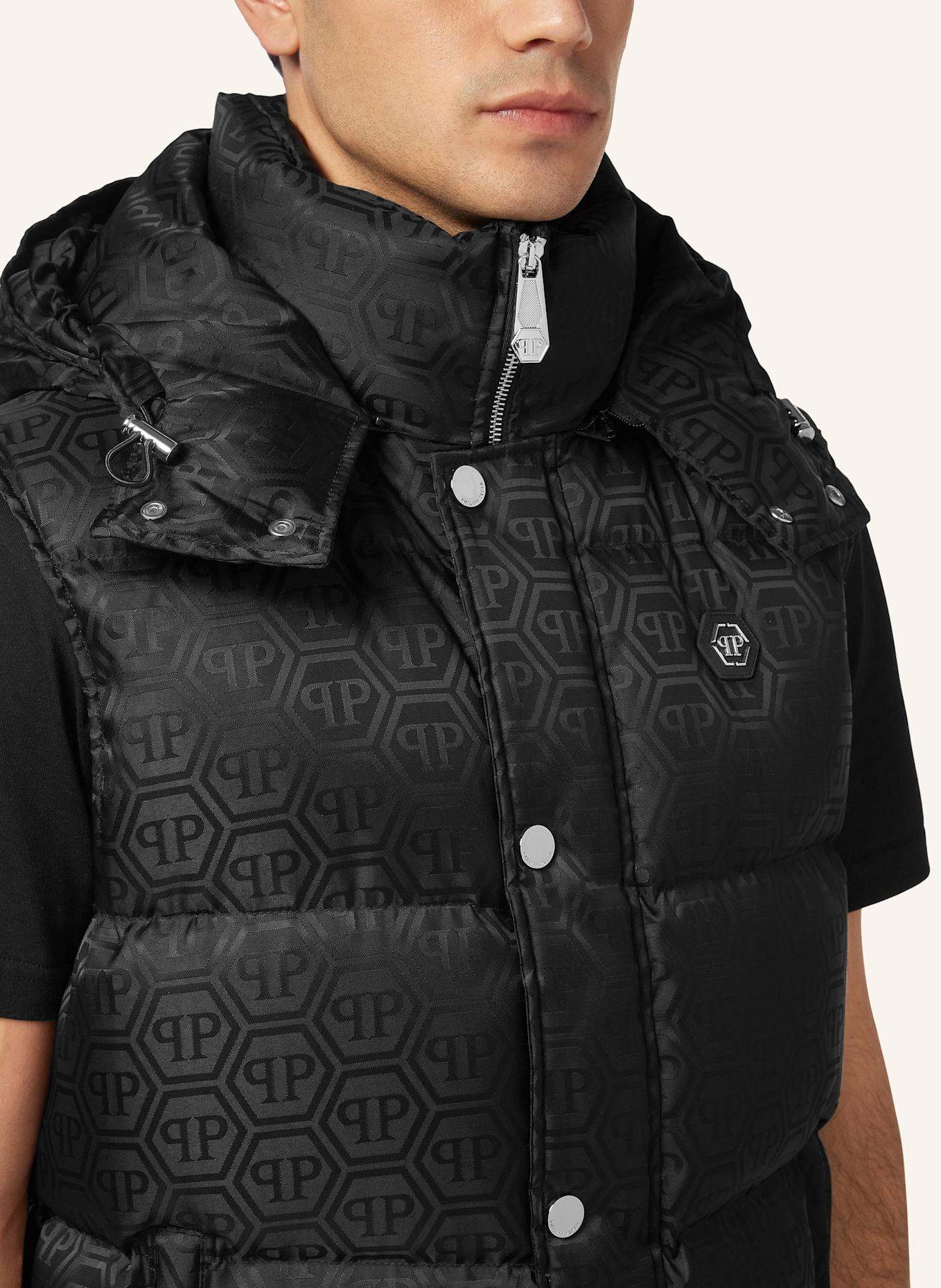 PHILIPP PLEIN Daunenjacke Weste MONOGRAM: SCHWARZ