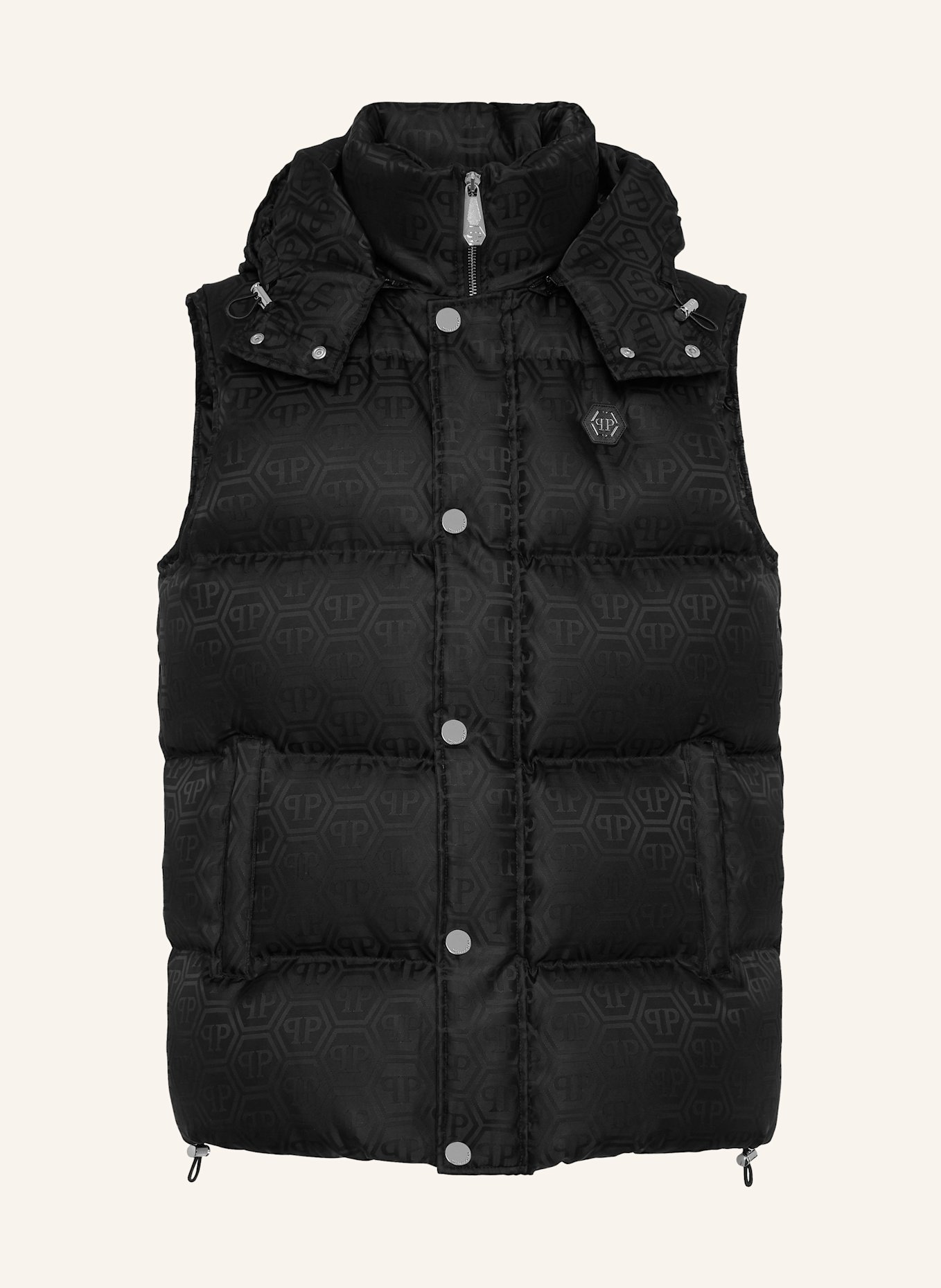 PHILIPP PLEIN Daunenjacke Weste MONOGRAM: SCHWARZ