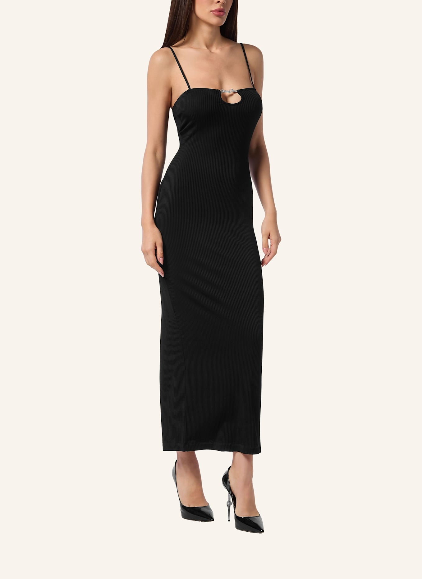 PHILIPP PLEIN Langes Kleid: SCHWARZ