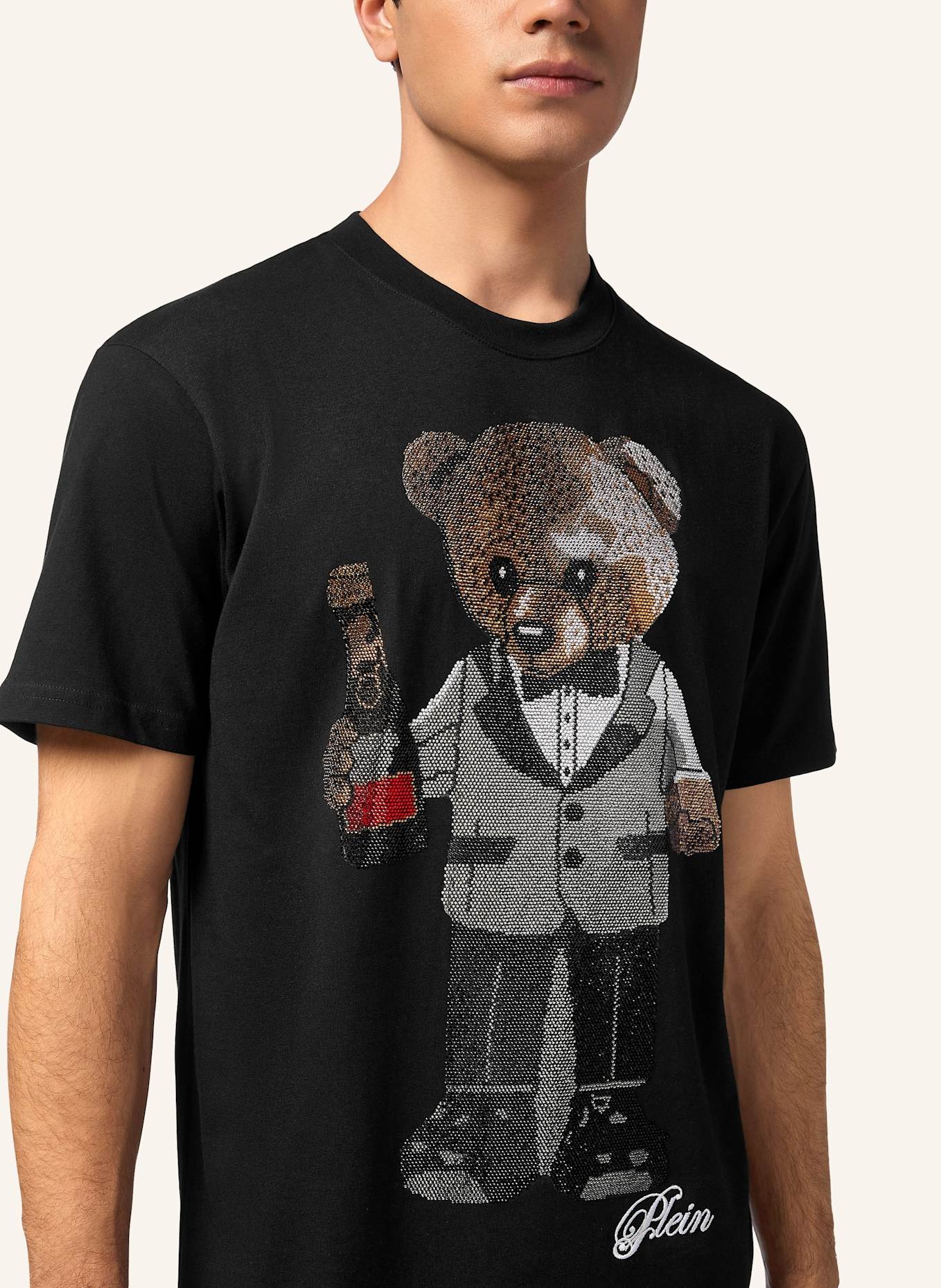 PHILIPP PLEIN T-Shirt Rundhalsausschnitt Ss TEDDY: SCHWARZ