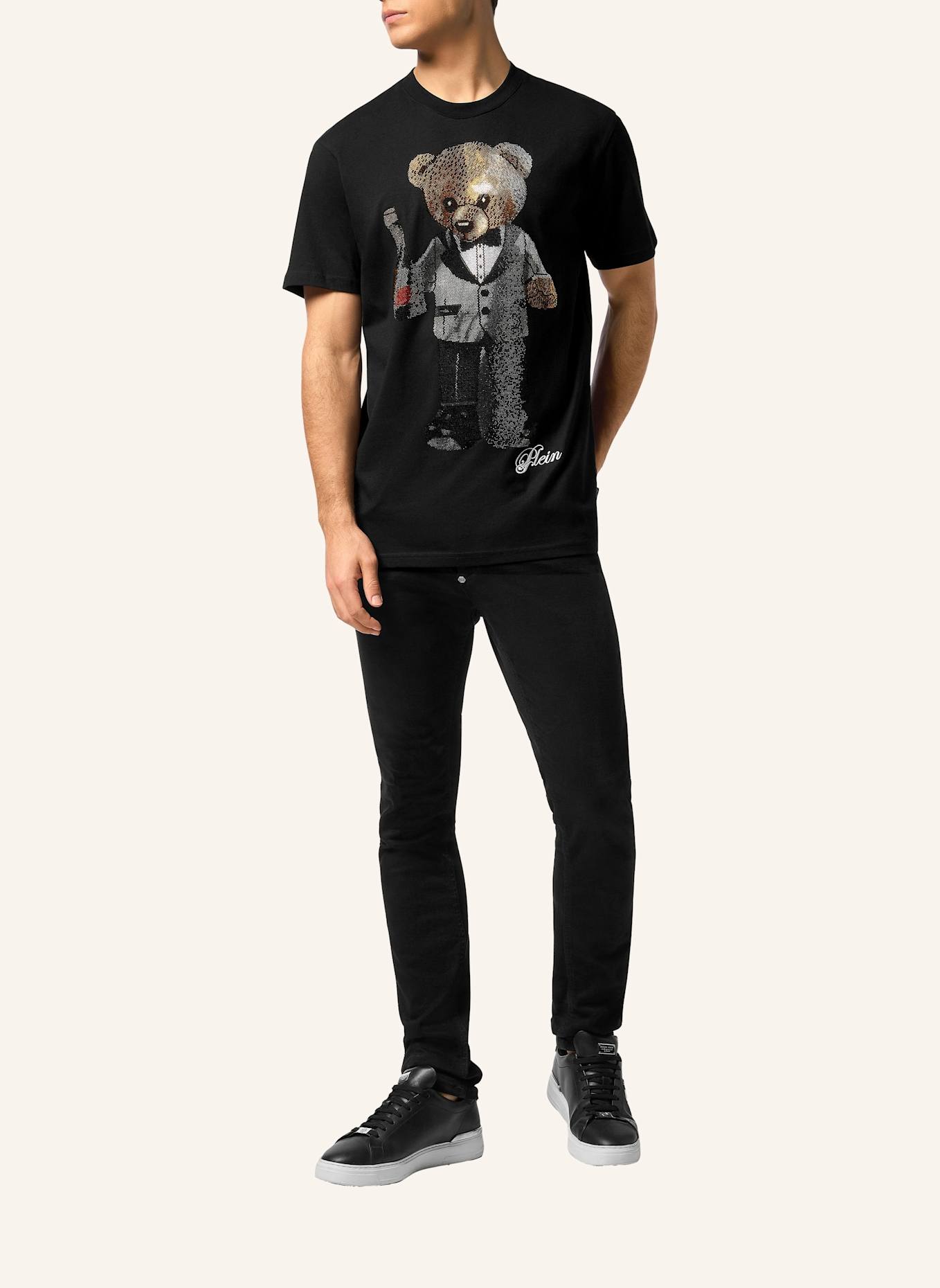 PHILIPP PLEIN T-Shirt Rundhalsausschnitt Ss TEDDY: SCHWARZ