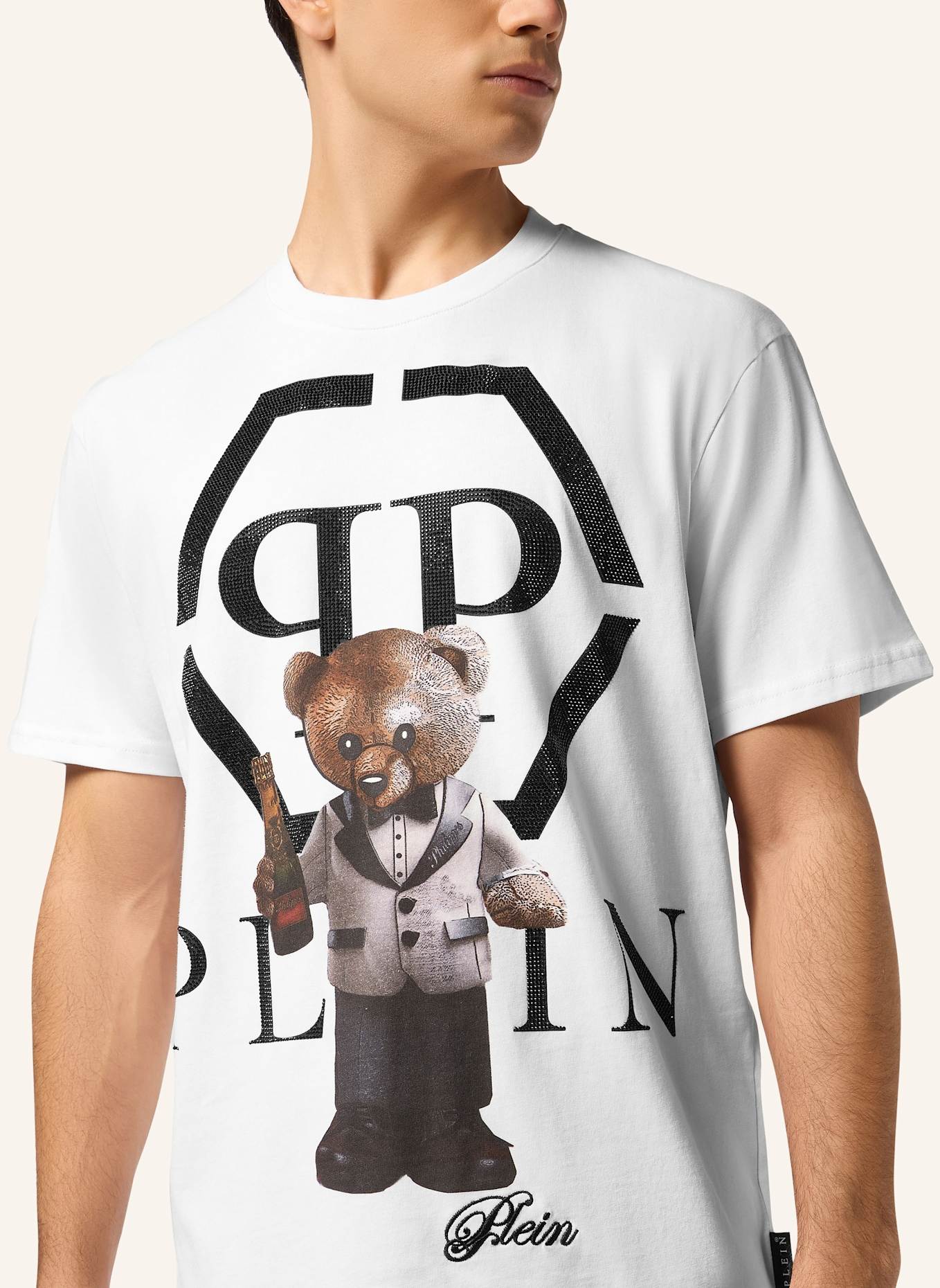 PHILIPP PLEIN T-Shirt Rundhalsausschnitt Ss TEDDY: WEISS