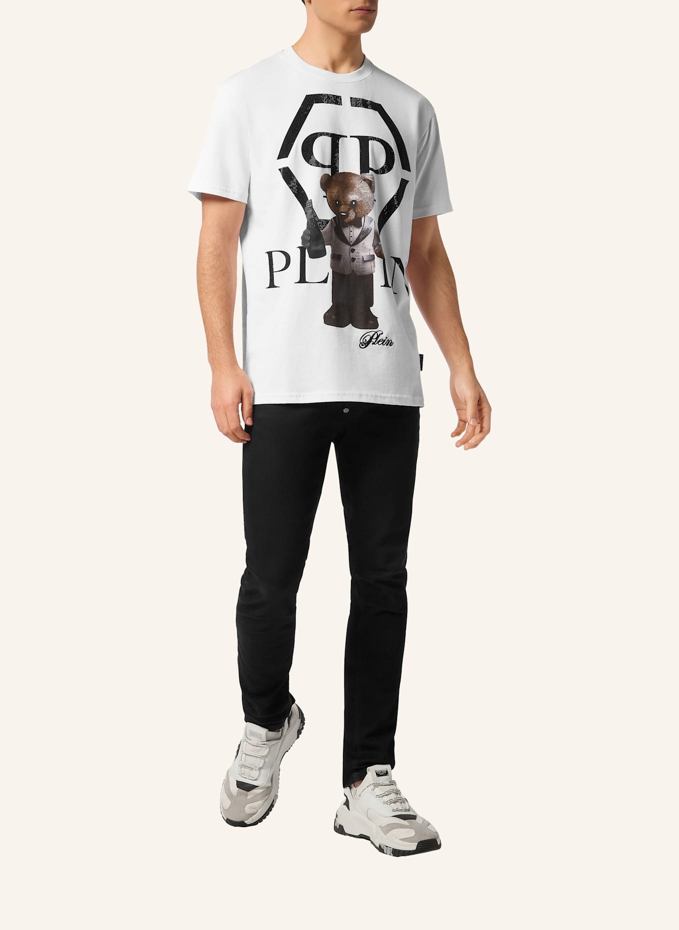 PHILIPP PLEIN T-Shirt Rundhalsausschnitt Ss TEDDY: WEISS