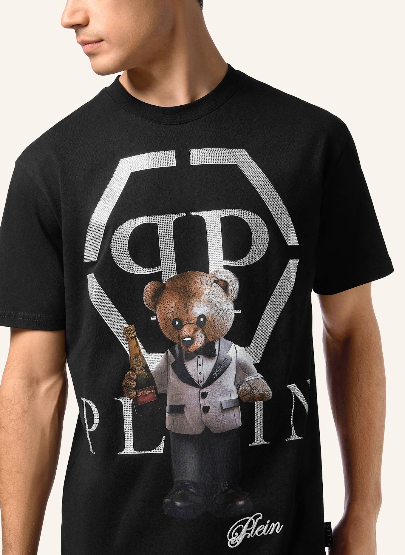 PHILIPP PLEIN T-Shirt Rundhalsausschnitt Ss TEDDY: SCHWARZ