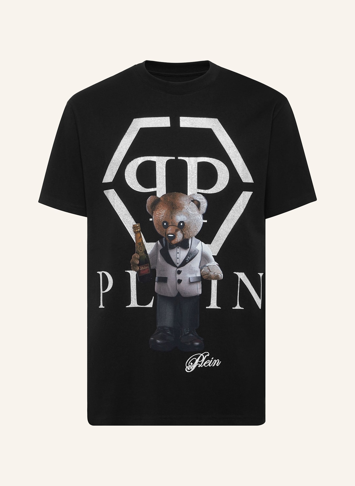 PHILIPP PLEIN T-Shirt Rundhalsausschnitt Ss TEDDY: SCHWARZ