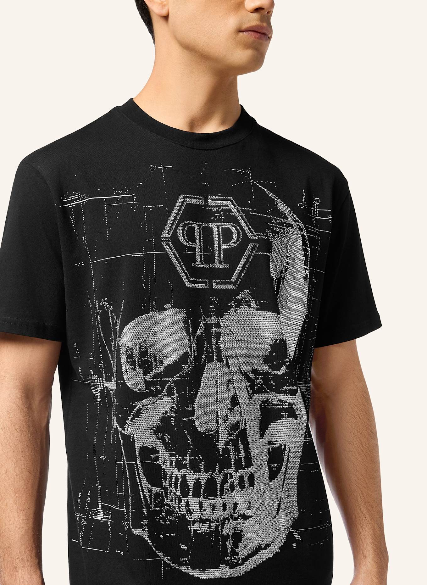 PHILIPP PLEIN T-Shirt Rundhalsausschnitt Ss SKULL: SCHWARZ