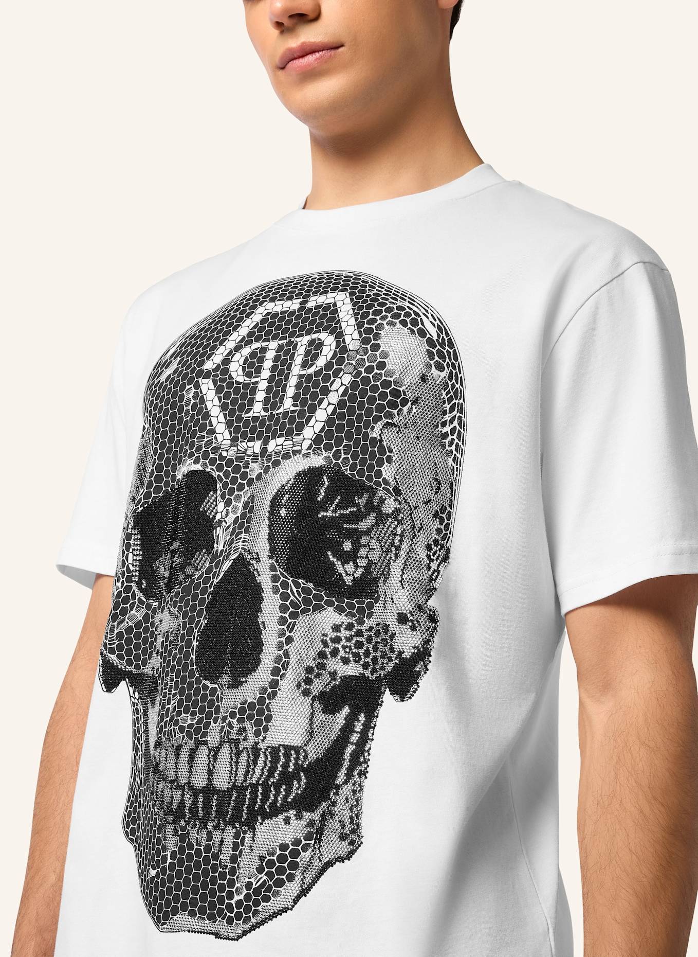 PHILIPP PLEIN T-Shirt Rundhalsausschnitt Ss SKULL: SCHWARZ