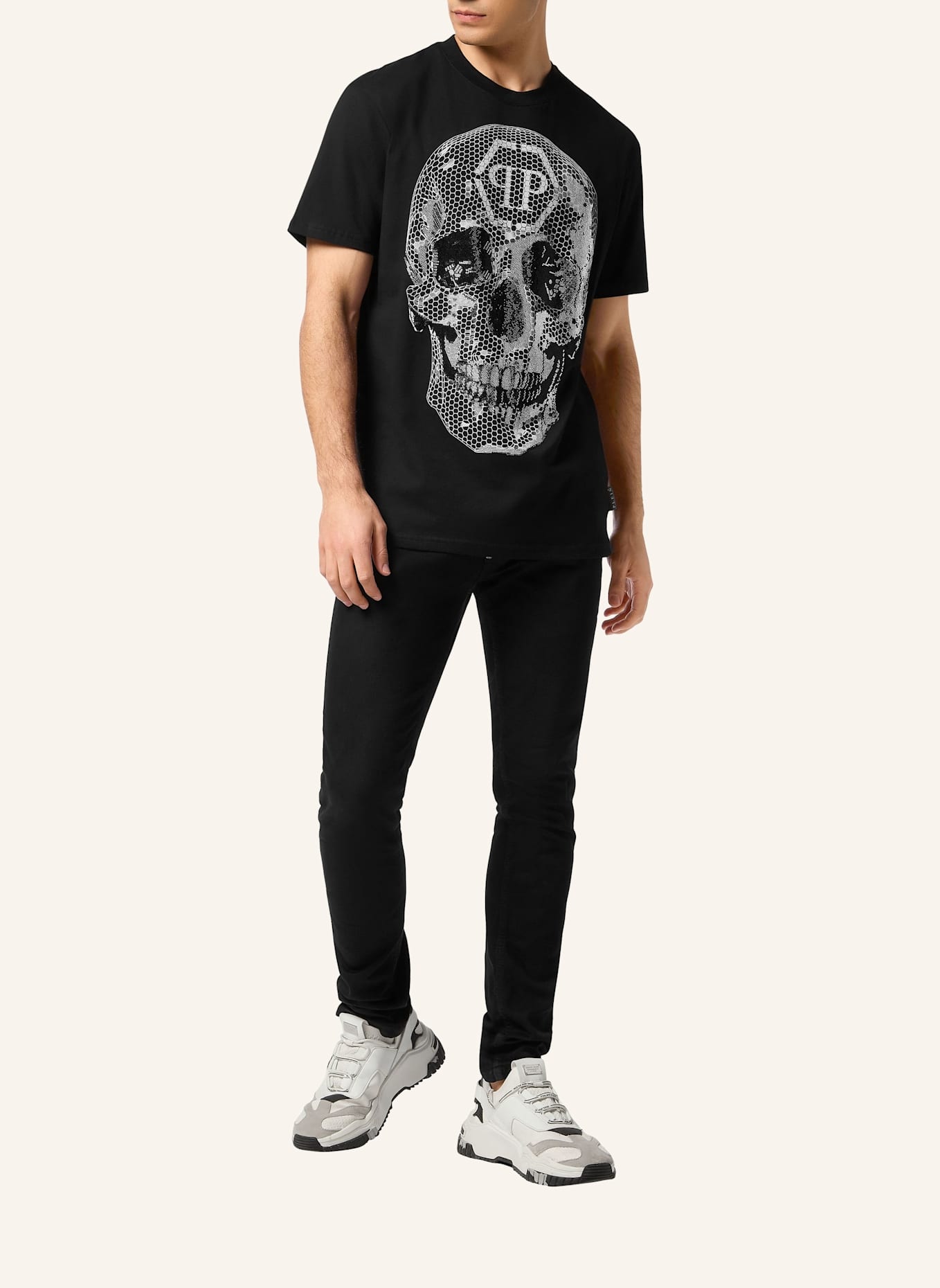 PHILIPP PLEIN T-Shirt Rundhalsausschnitt Ss SKULL: SCHWARZ