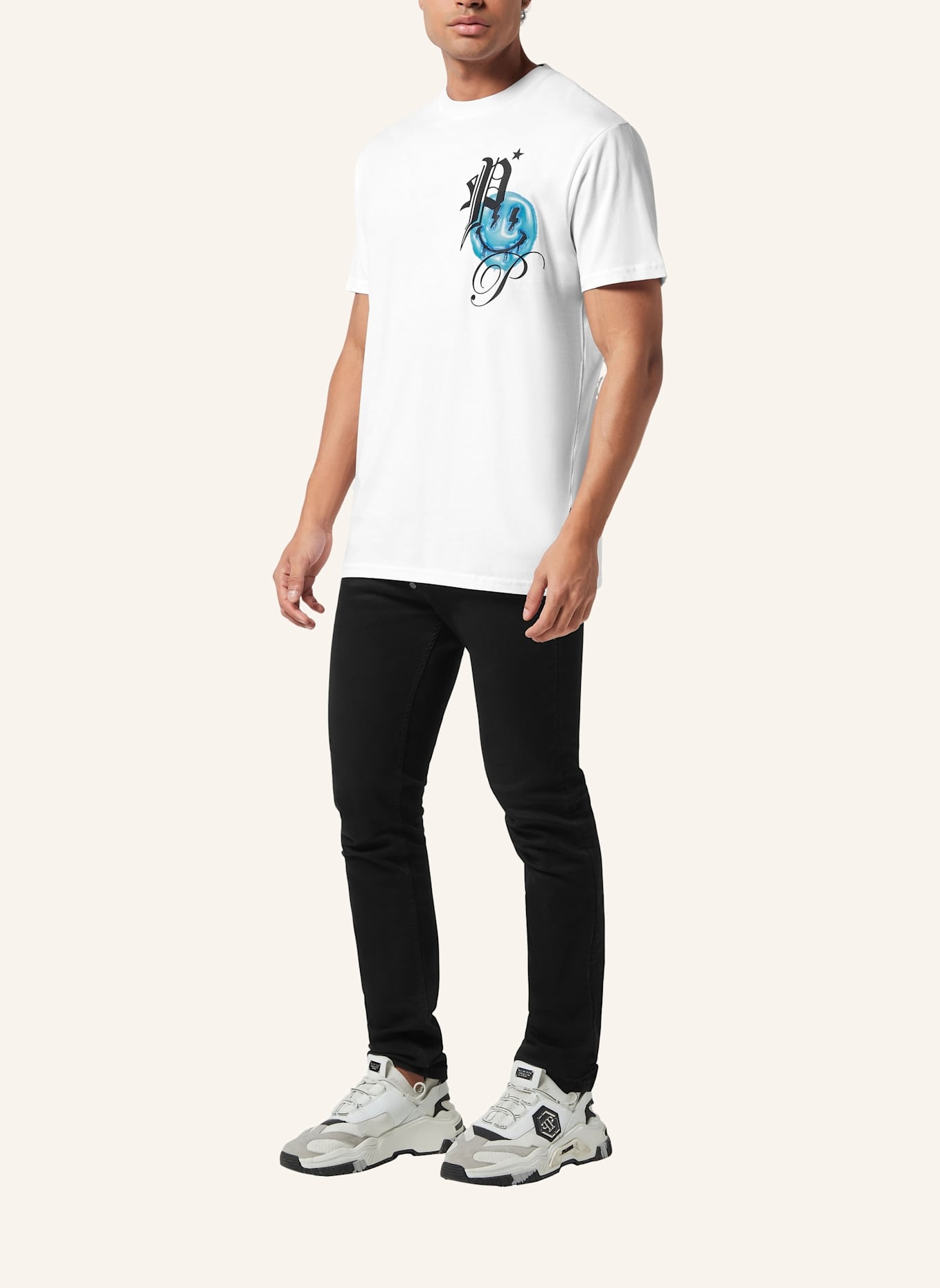 PHILIPP PLEIN T-Shirt Rundhalsausschnitt Ss SMILE: WEISS