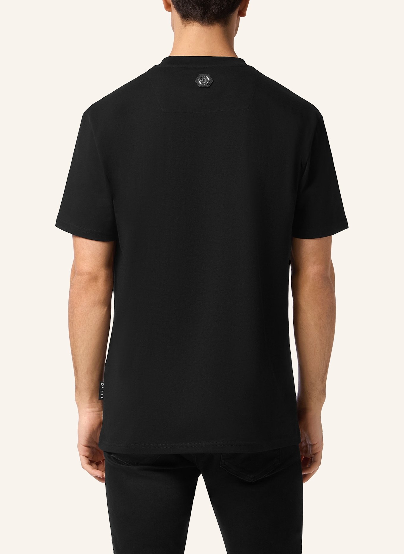 PHILIPP PLEIN T-Shirt Rundhalsausschnitt Ss COLLEGE: SCHWARZ