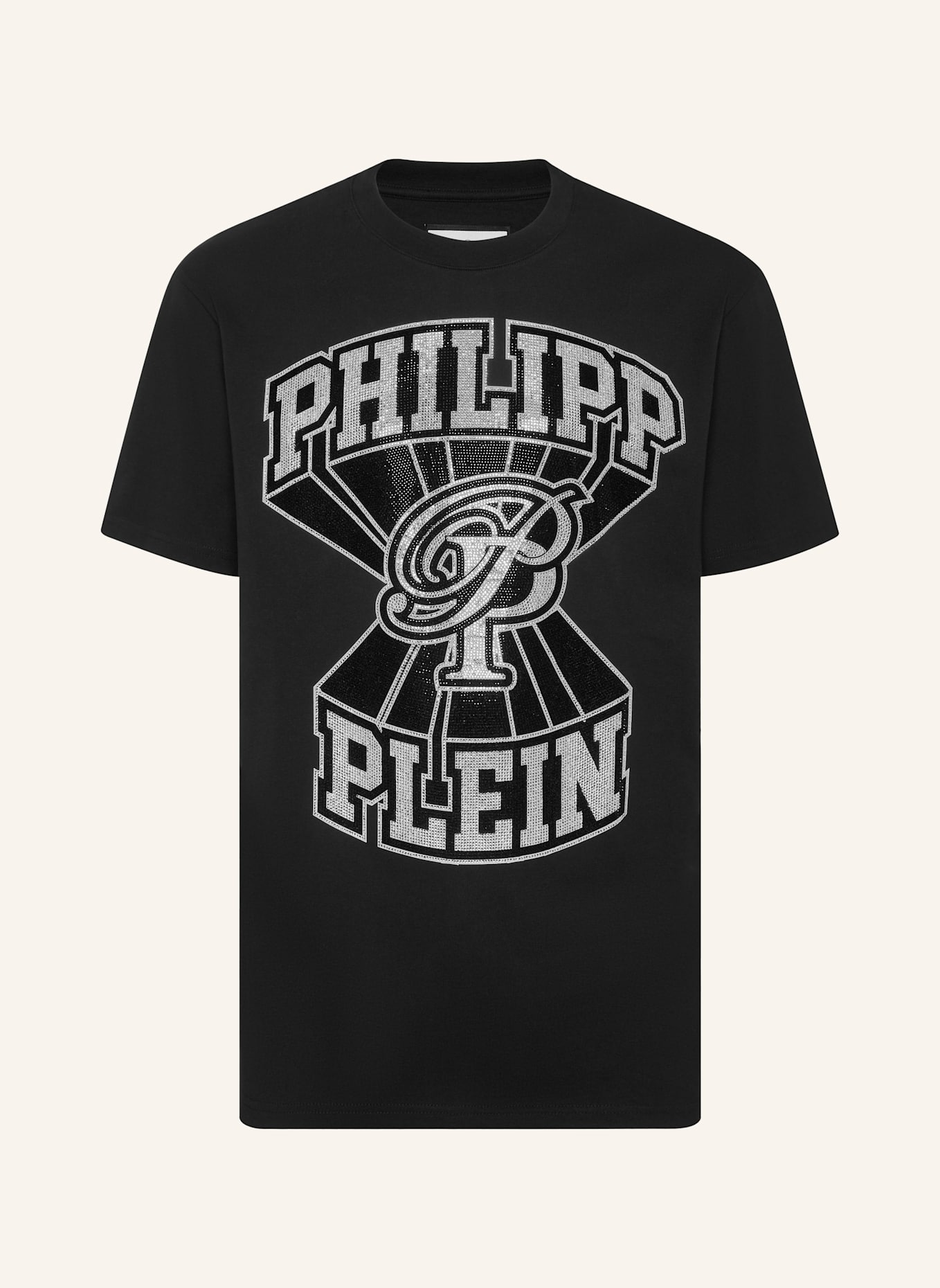 PHILIPP PLEIN T-Shirt Rundhalsausschnitt Ss COLLEGE: SCHWARZ