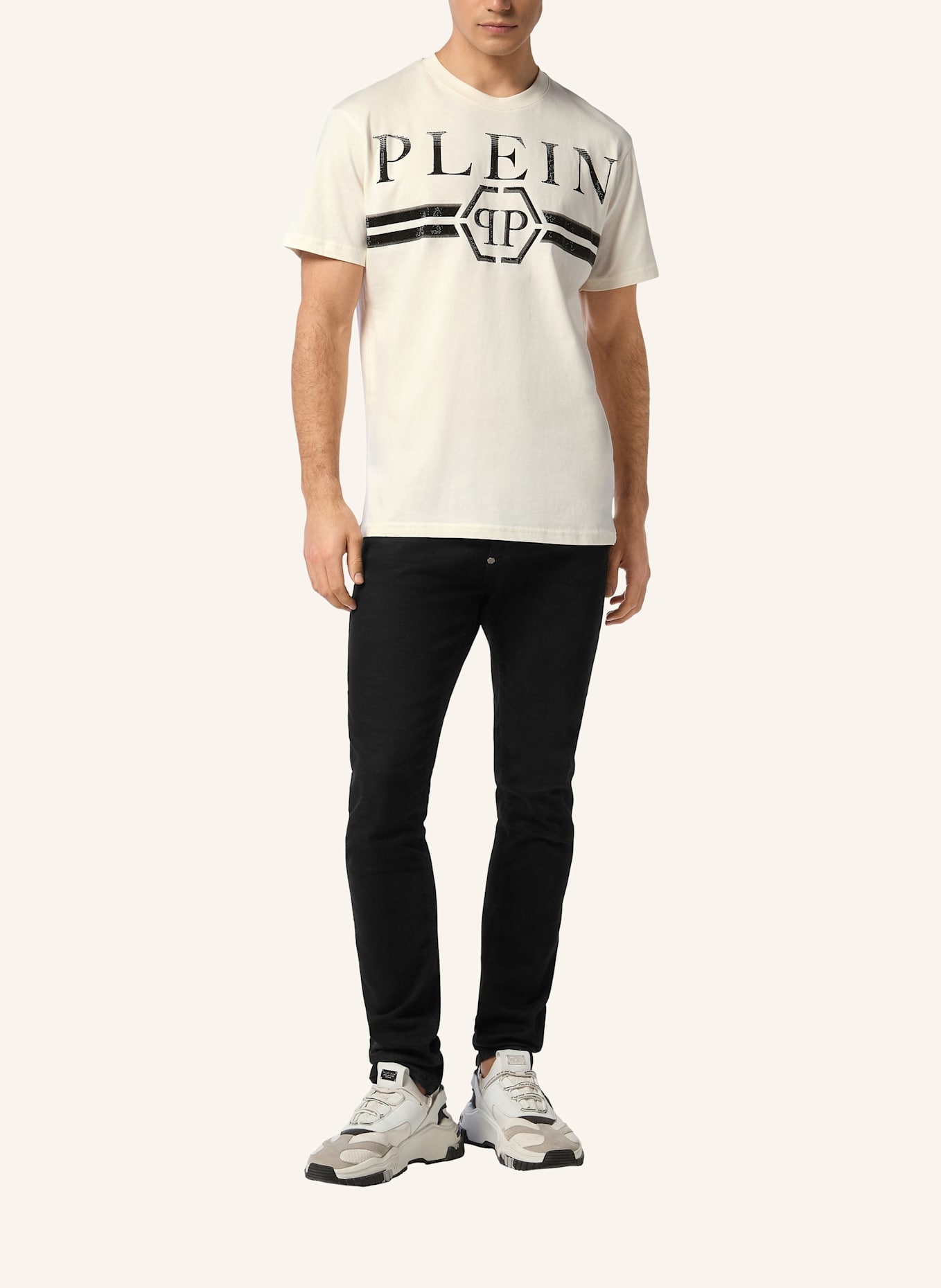 PHILIPP PLEIN T-Shirt Rundhalsausschnitt Ss: SCHWARZ