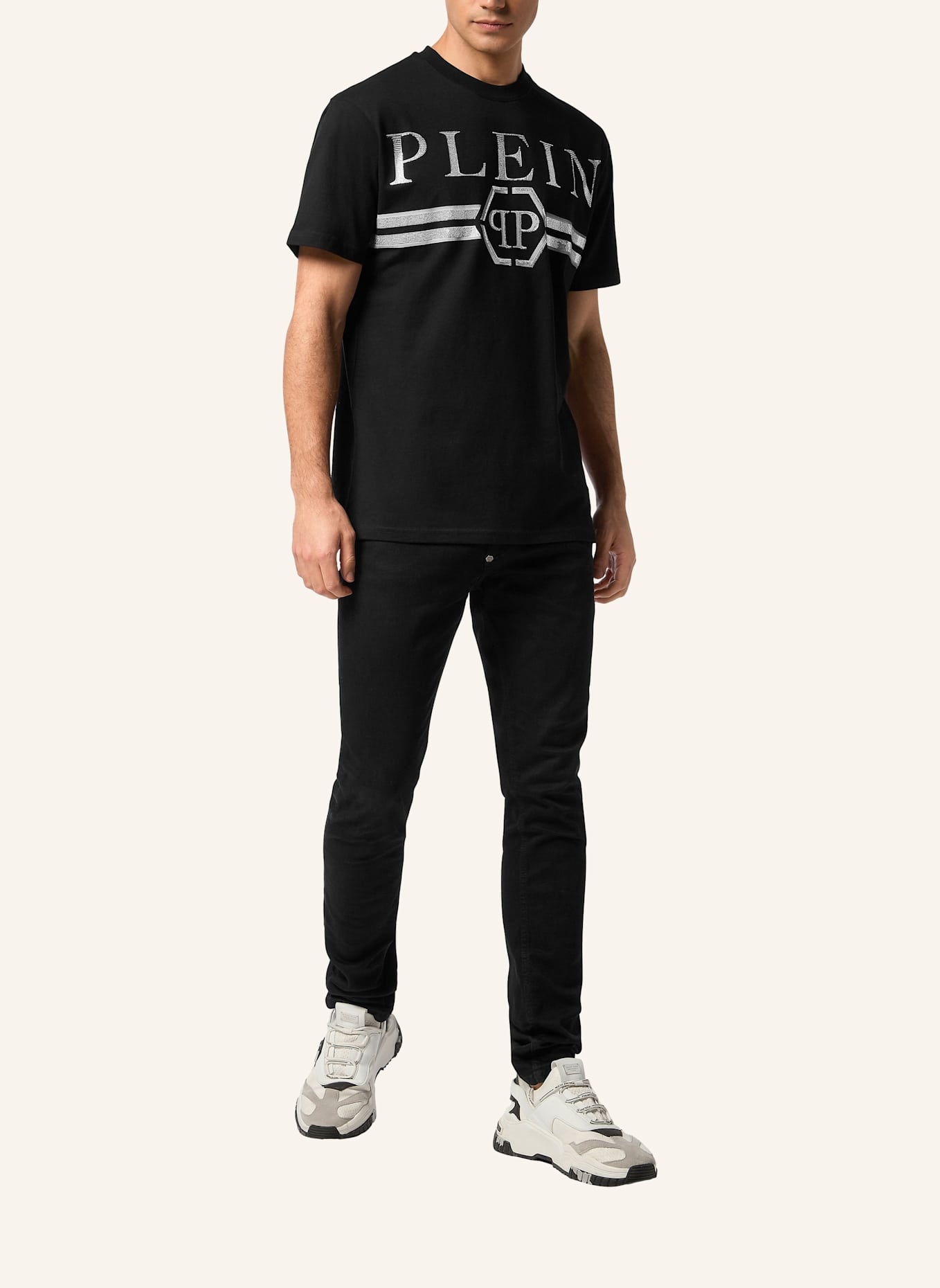 PHILIPP PLEIN T-Shirt Rundhalsausschnitt Ss: SCHWARZ