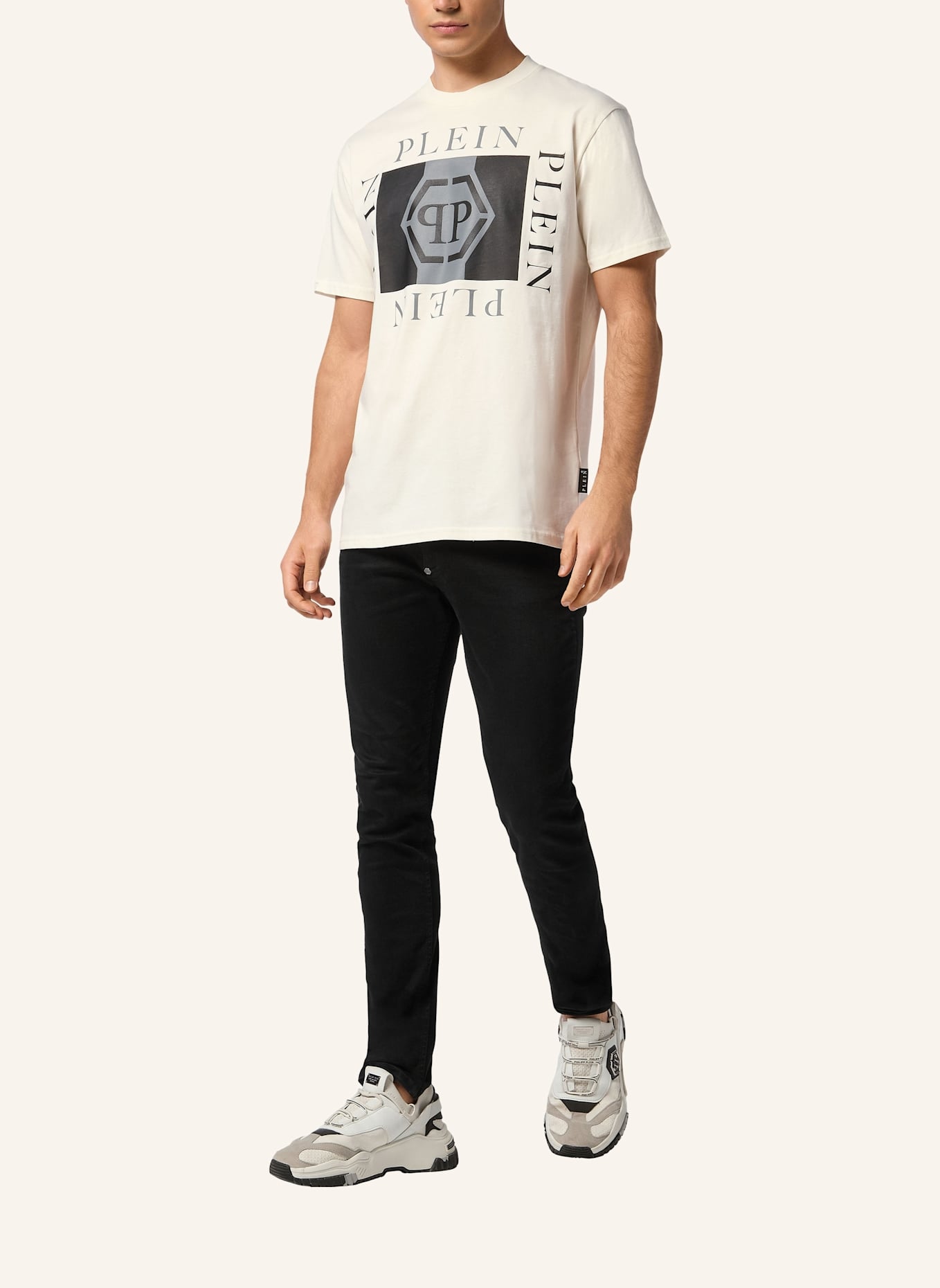 PHILIPP PLEIN T-Shirt Rundhalsausschnitt Ss HEXAGON: SCHWARZ