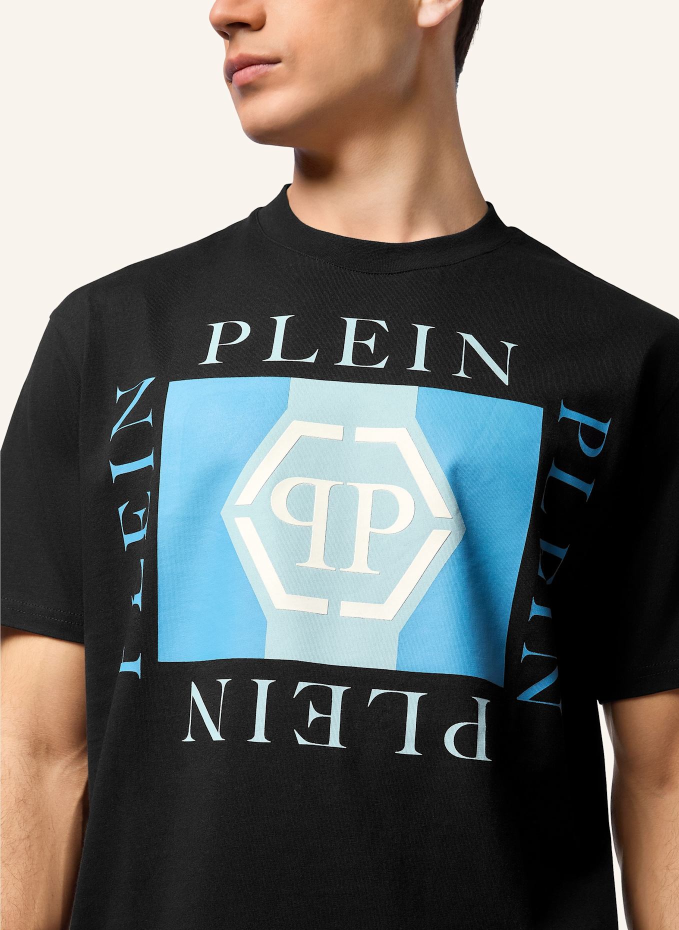 PHILIPP PLEIN T-Shirt Rundhalsausschnitt Ss HEXAGON: SCHWARZ