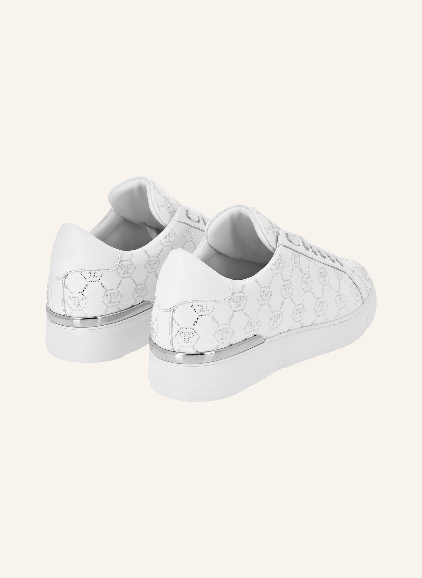 PHILIPP PLEIN Lo-Top Turnschuhe MONOGRAM: WEISS