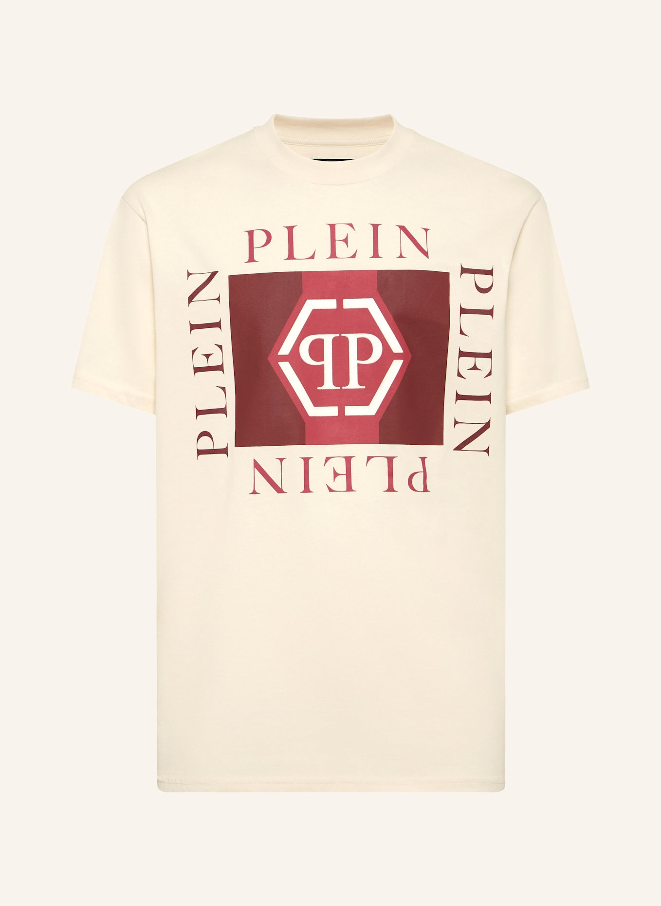 PHILIPP PLEIN T-Shirt Rundhalsausschnitt Ss HEXAGON: BEIGE