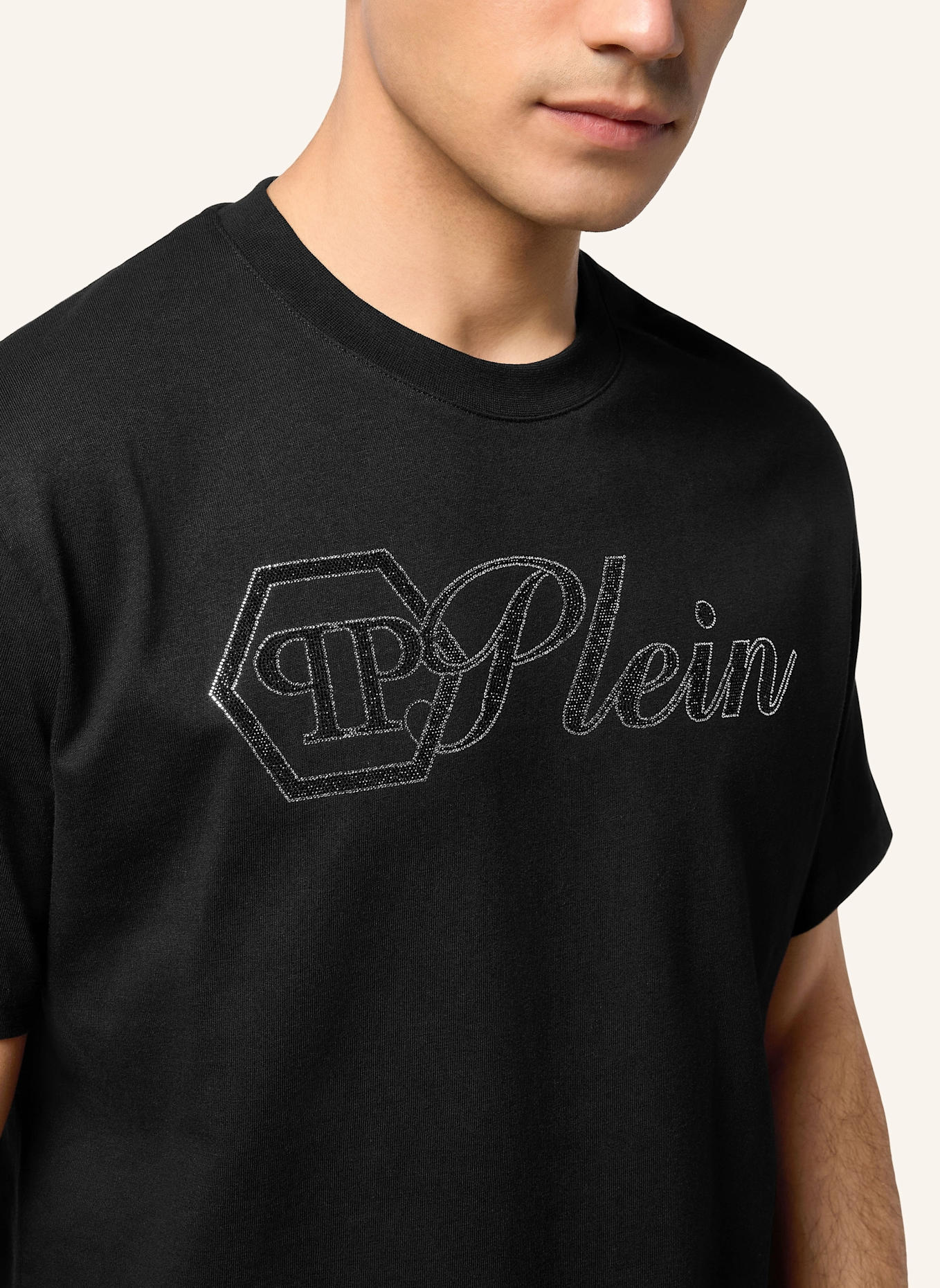 PHILIPP PLEIN T-Shirt Rundhalsausschnitt Ss: SCHWARZ