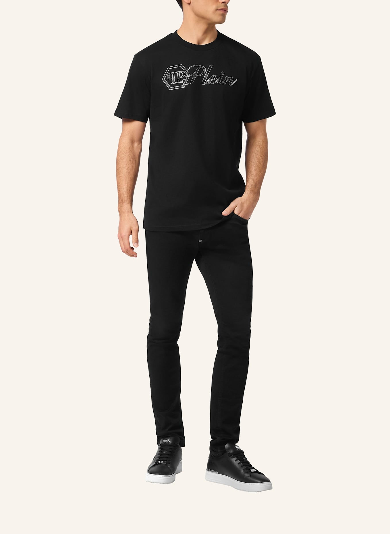 PHILIPP PLEIN T-Shirt Rundhalsausschnitt Ss: SCHWARZ