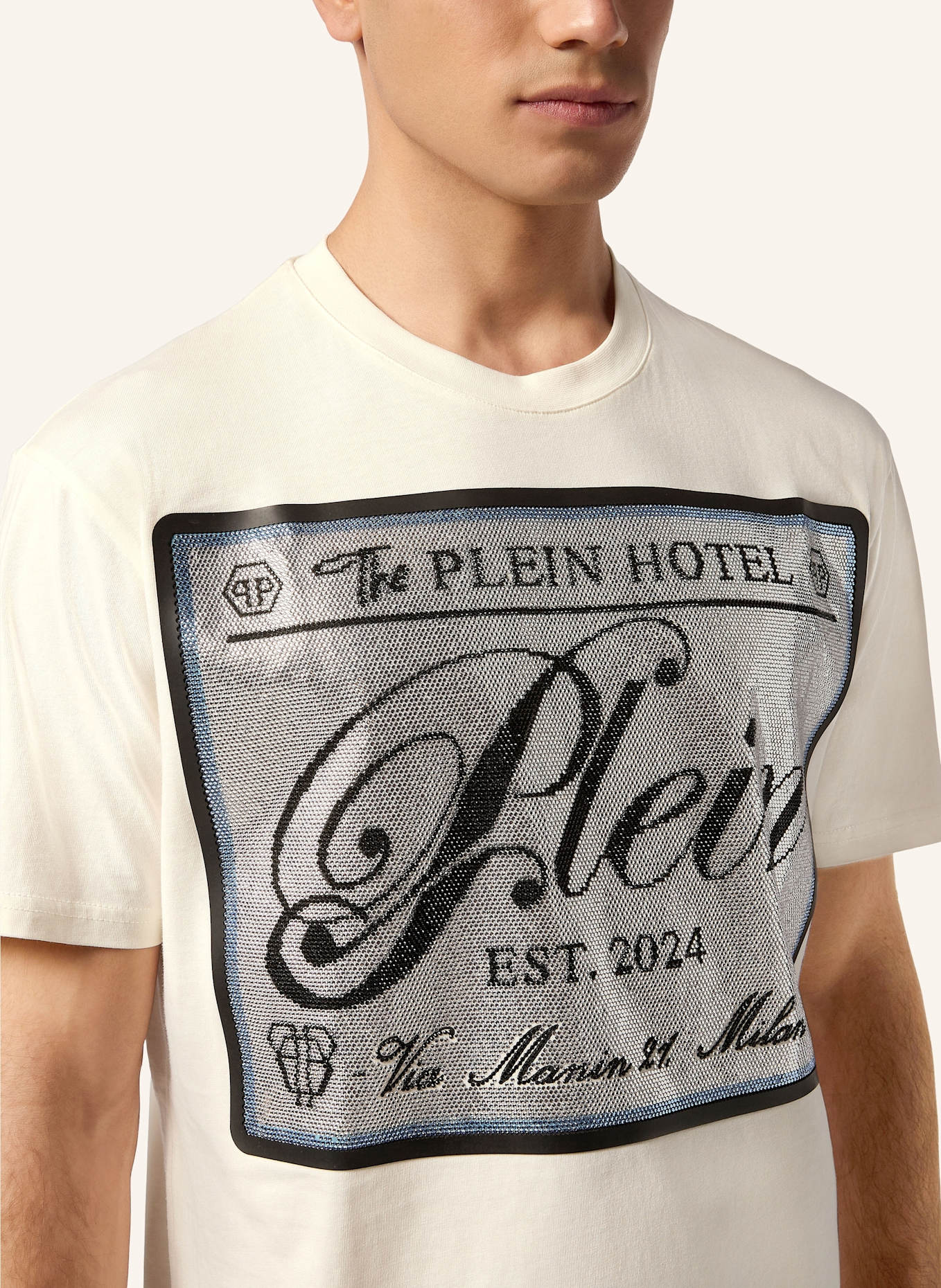 PHILIPP PLEIN T-Shirt Rundhalsausschnitt Ss: SCHWARZ