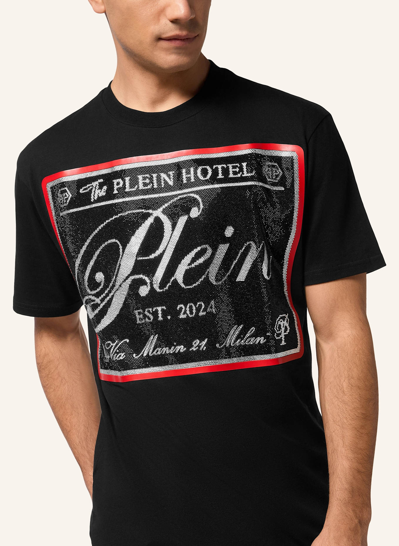 PHILIPP PLEIN T-Shirt Rundhalsausschnitt Ss: SCHWARZ